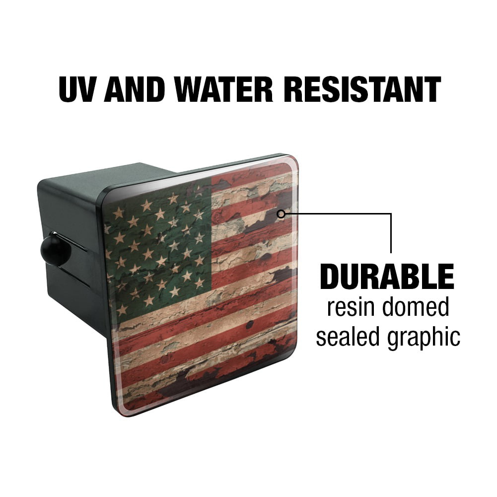 Rustic American USA Flag Distressed Tow Trailer Hitch Cover Plug Insert