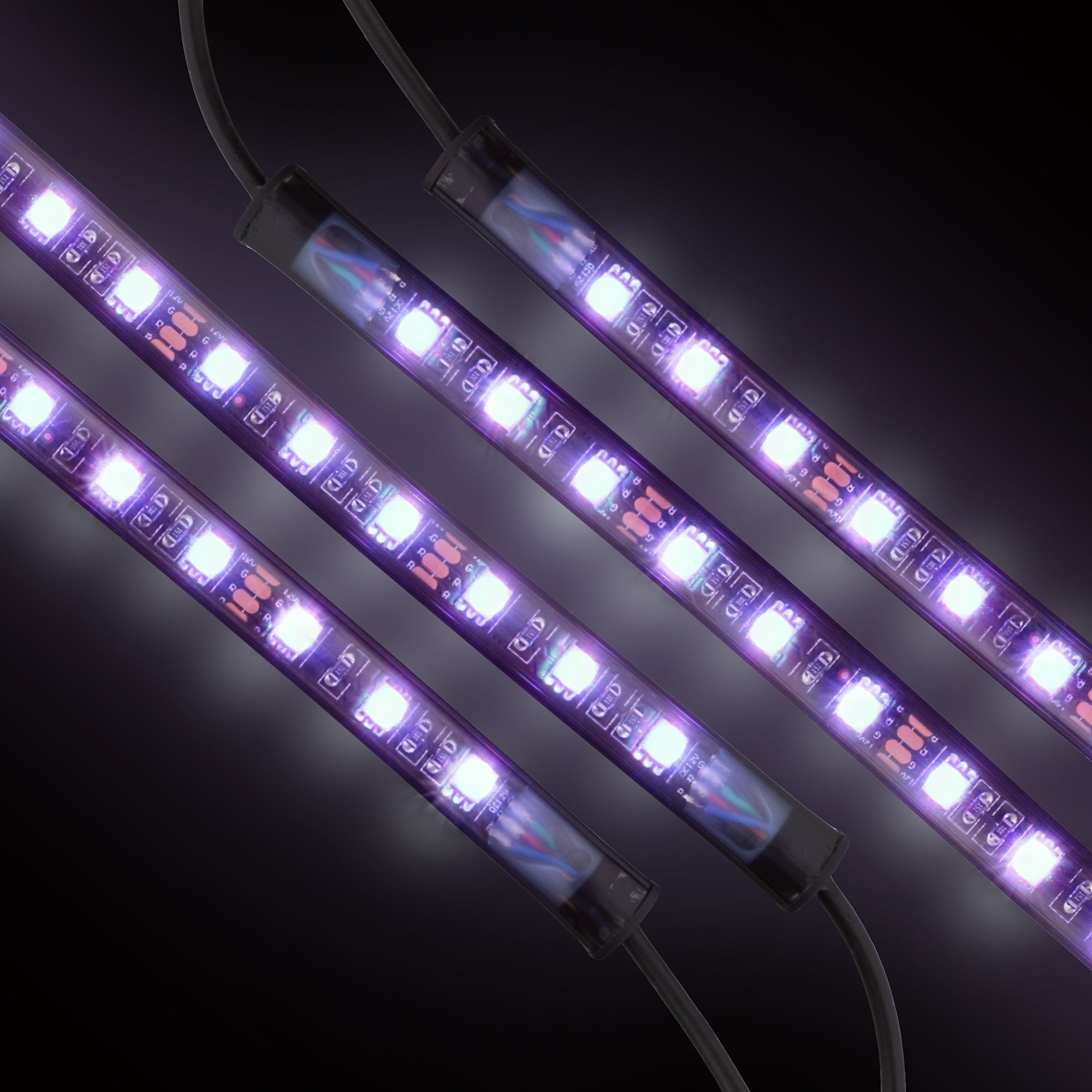 Monster LED Bluetooth Sound-Reactive Multi-Color Car Interior Lights, Customize with App, 4-Pack of 10.5" Strips