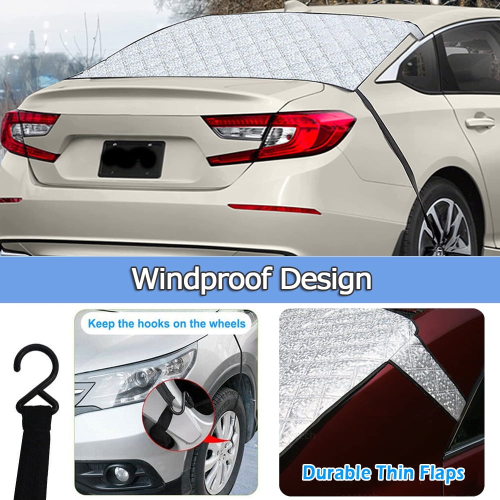 IC ICLOVER Winter Snow Cover & Car Rear Windshield with Magnetic Edge Shade Ice Frost Sun Rain Resistant Waterproof Windproof Dustproof for Outdoor Cars ,Suvs & Vans