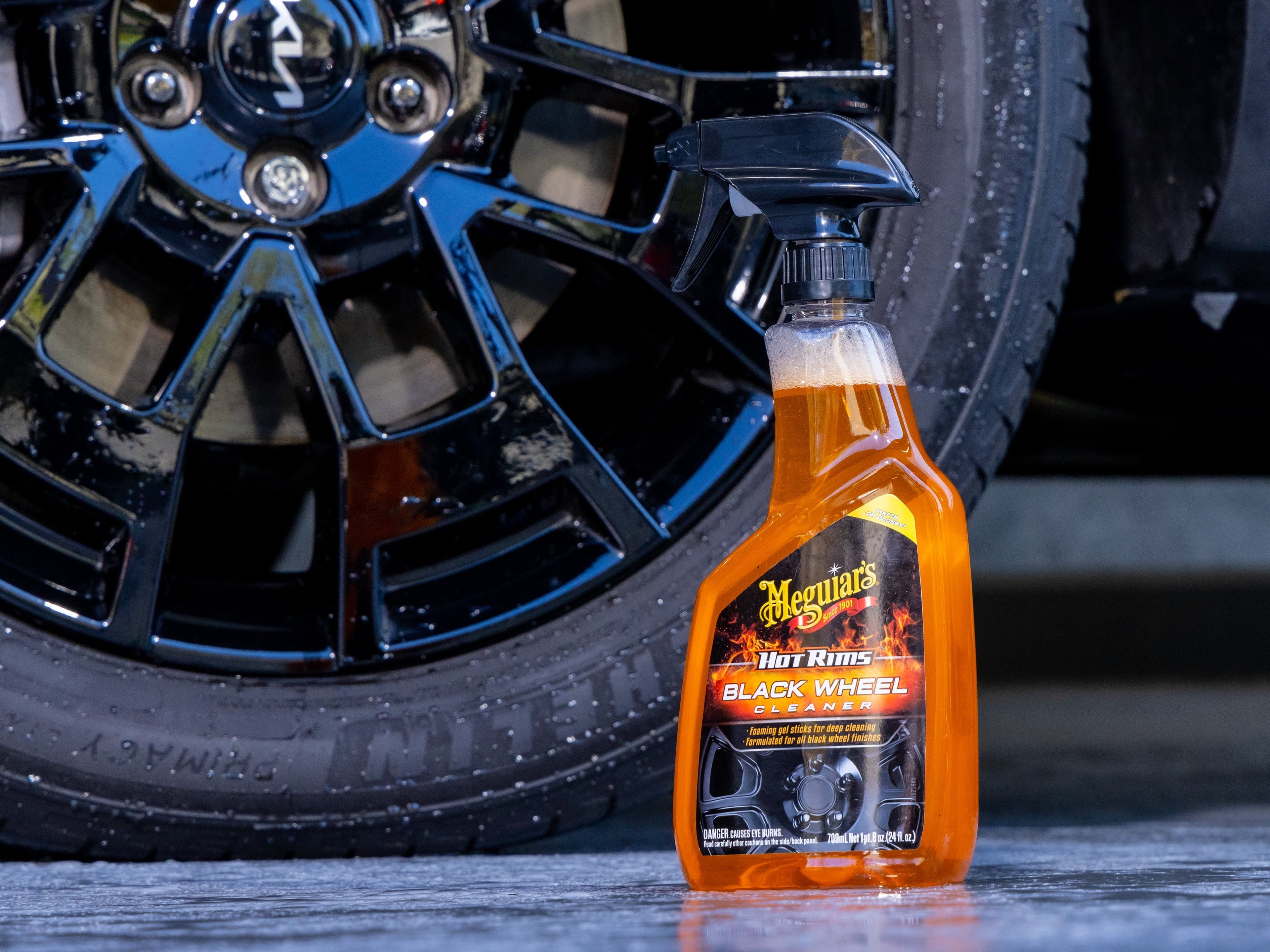 Meguiar's Hot Rims Black Wheel Cleaner, Best Cleaner for Matte Black Wheels, G230524, 24 oz