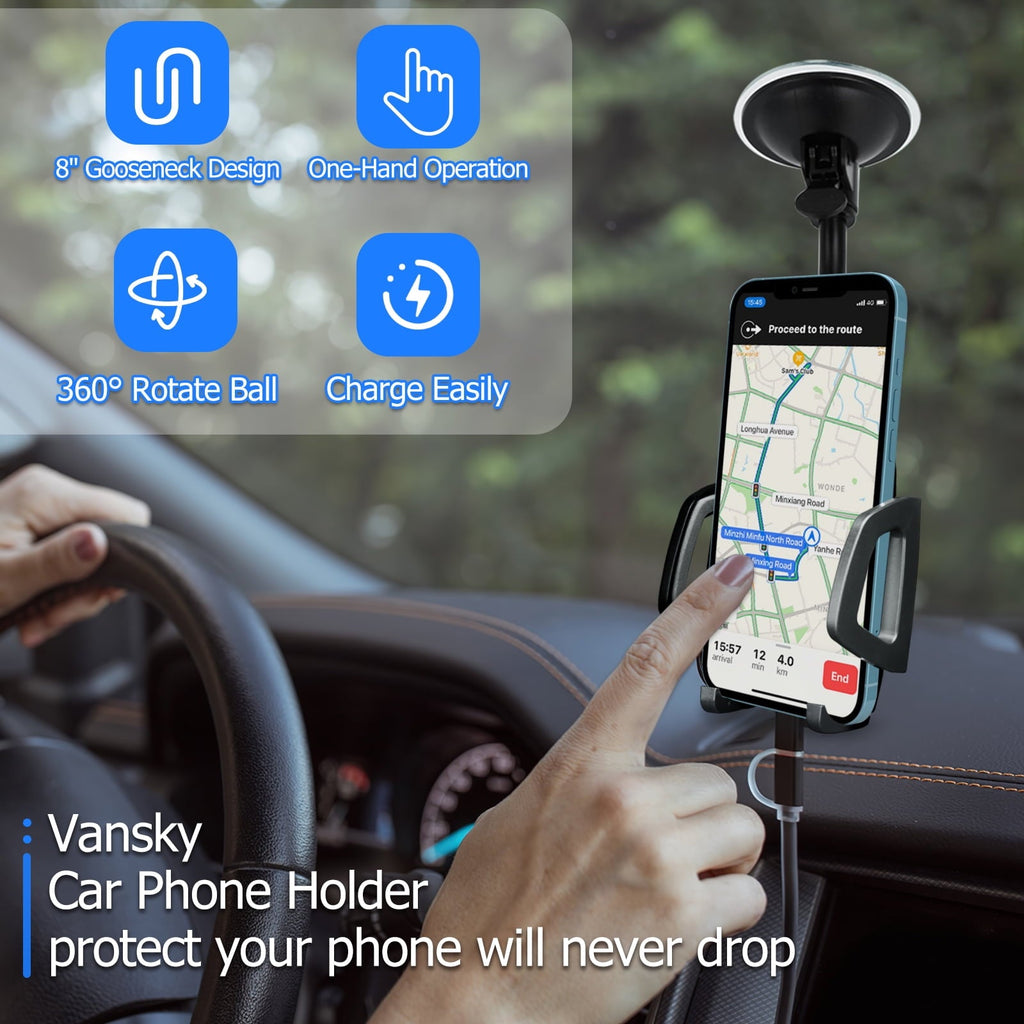 3 in 1 Car Phone Holder Mount | Car Air Vent Holder & Dashboard Mount & Windshield Mount | Phone Mount for Car | Universal For All Smartphones & Tablets | iPhone 12 11 X XR 7/7 Plus, Samsung Galaxy S