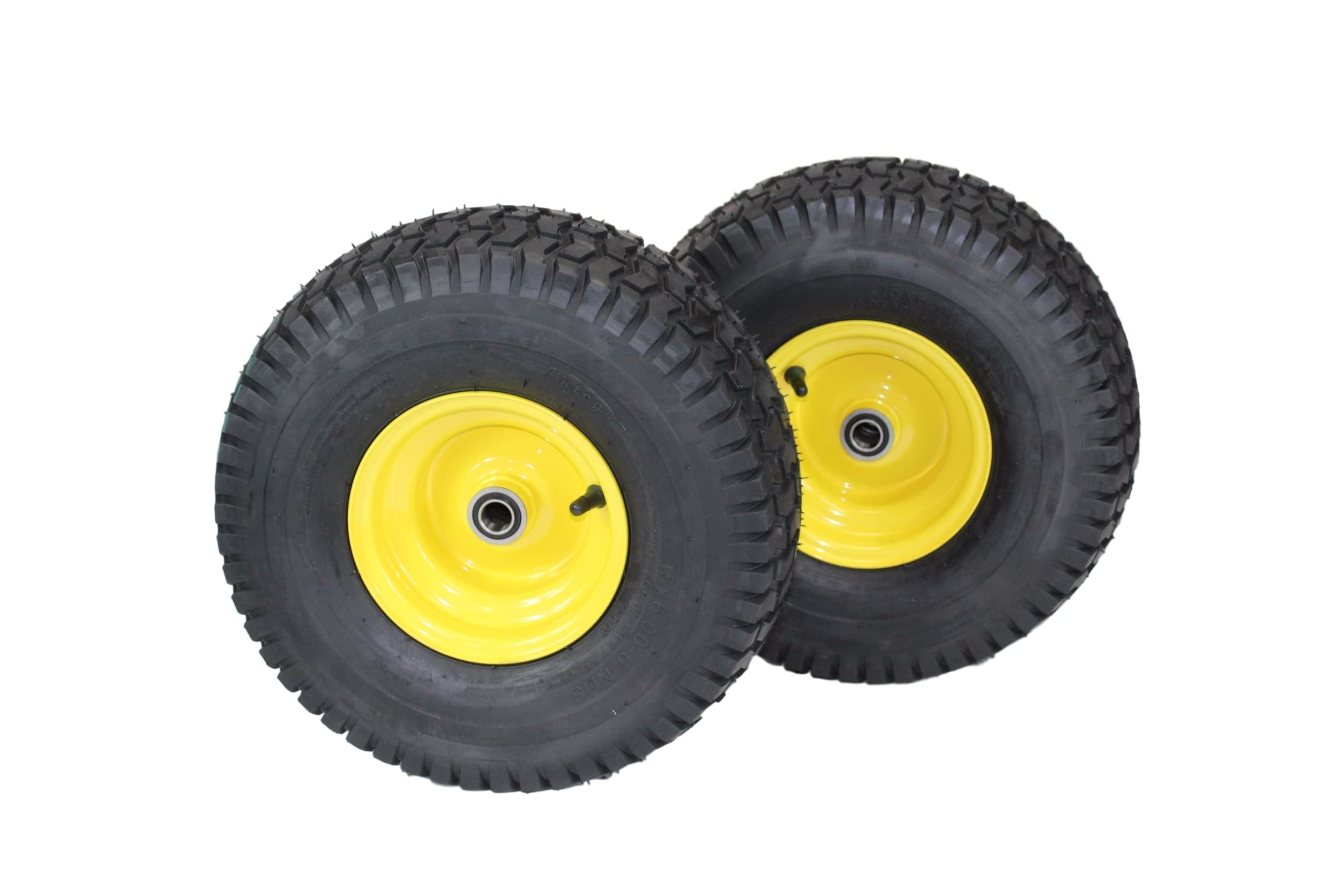 Antego Tire and Wheel 15x6.00-6 Tires & Wheels 4 Ply for Lawn & Garden Mower Turf Tires .75" Bearing (SET OF 2)