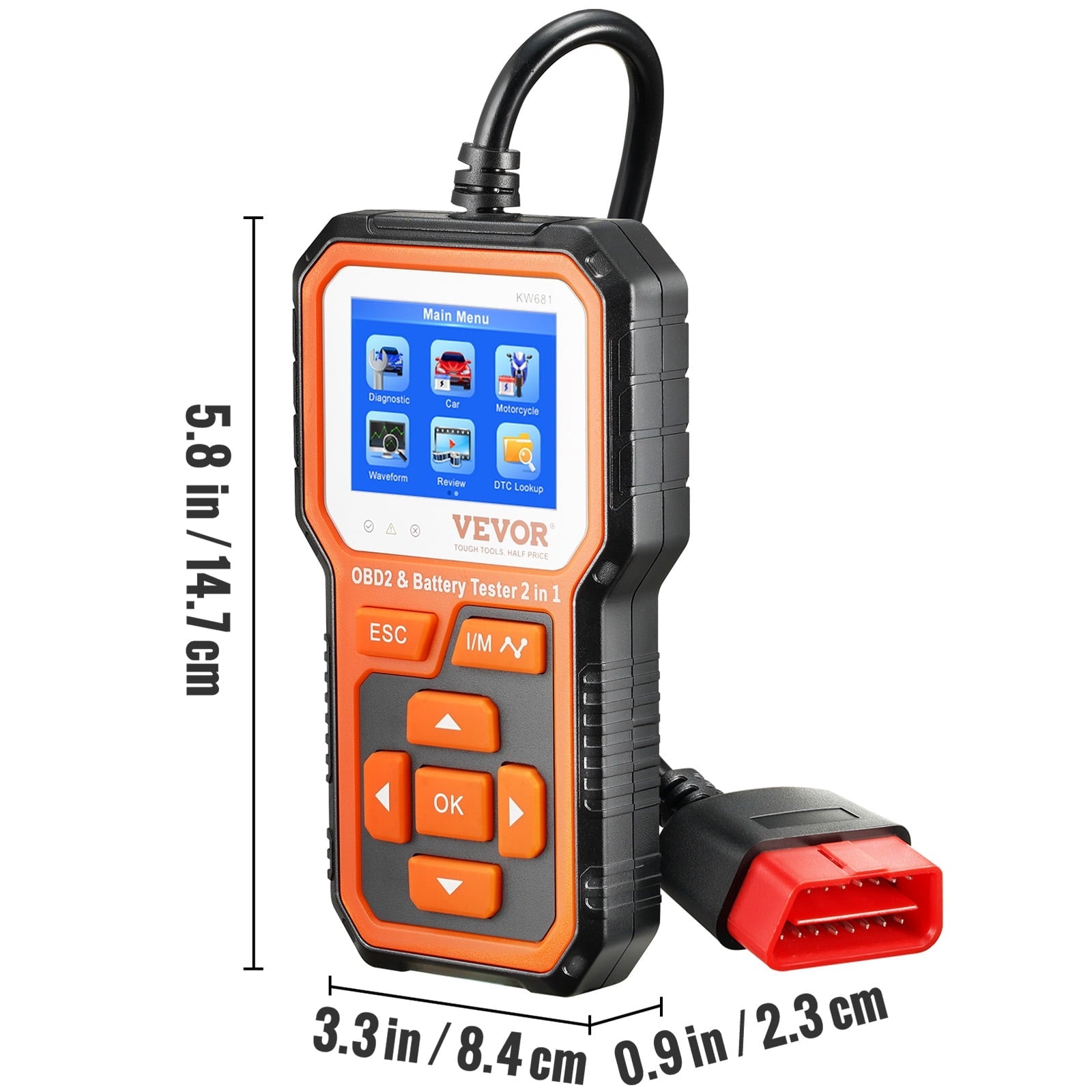 BENTISM Car OBD2 Scanner Code Reader Engine Fault Code Reader Scanner CAN Diagnostic Scan Tool for All OBD II Protocol Cars Since 1996, OBD2 Scanner Live Data for Check Engine Light, Orange