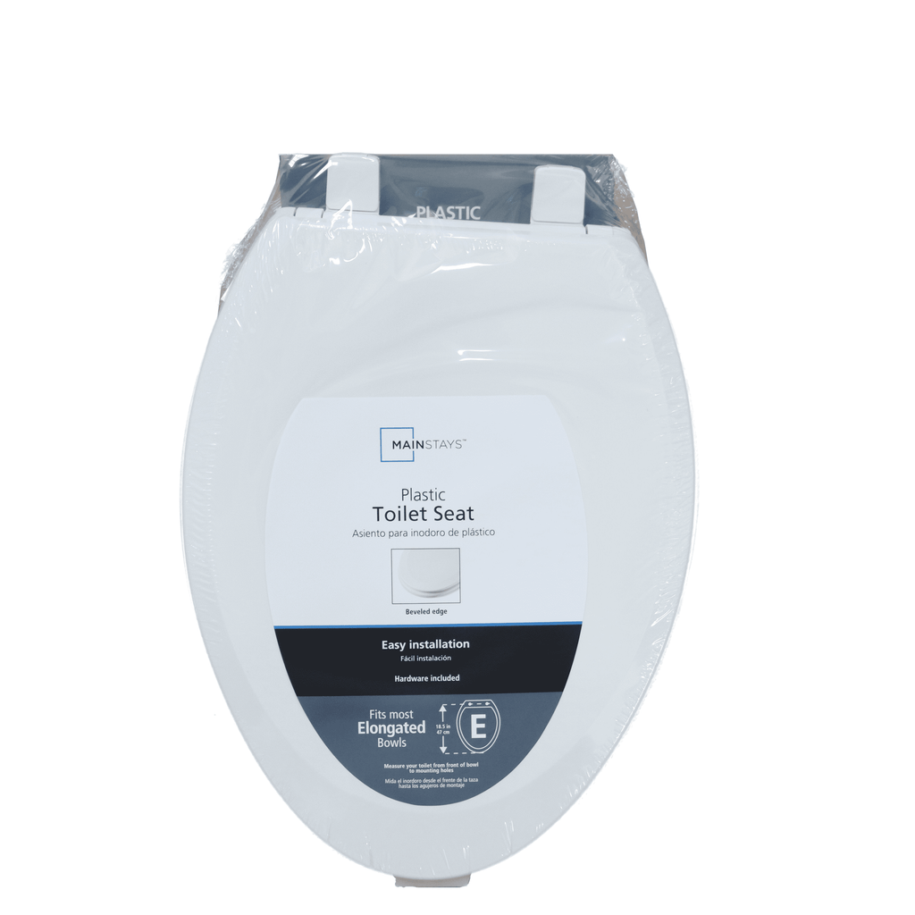 Mainstays Plastic Elongated Toilet Seat in Daisy White
