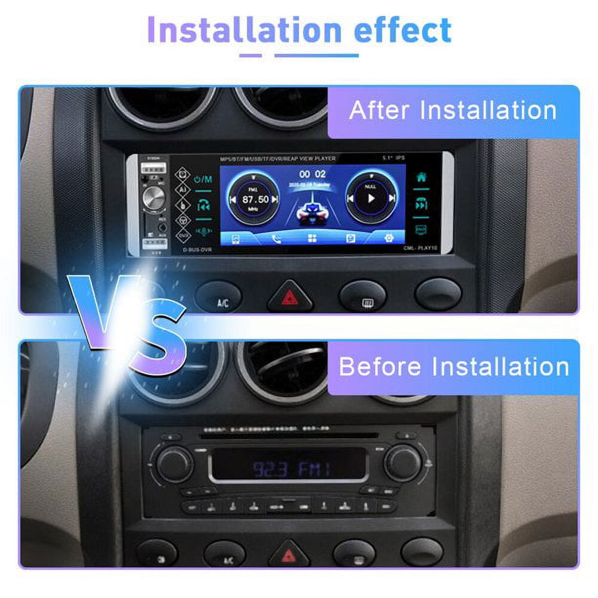 Podofo Single Din 5.1'' Car Stereo Radio Apple Carplay Android Auto Touch Screen Car Multimedia MP5 Player Bluetooth Mirror Link FM USB, with Back Up Camera