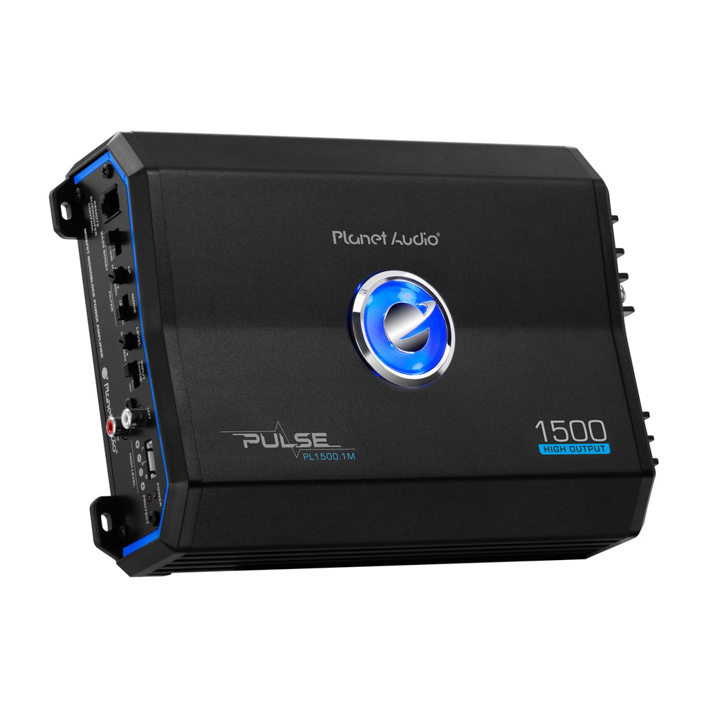 Planet Audio PL1500.1M Pulse Series Car Audio Amplifier - 1500 High Output, Monoblock, 2/8 Ohm, High/Low Level Inputs, Low Pass Crossover, Hook up to Stereo and Subwoofer