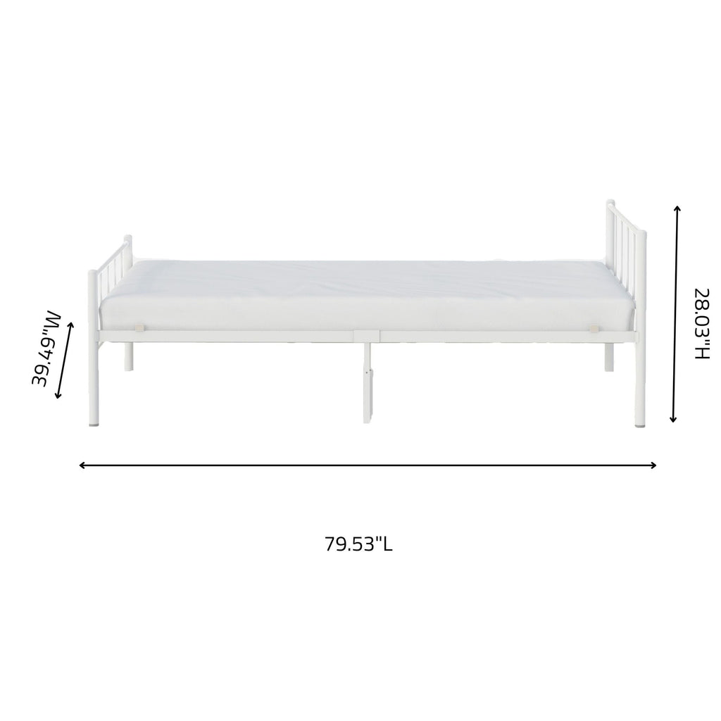 Rack Furniture Austin Steel Twin Furniture Bedroom Kid Bed Frame, White