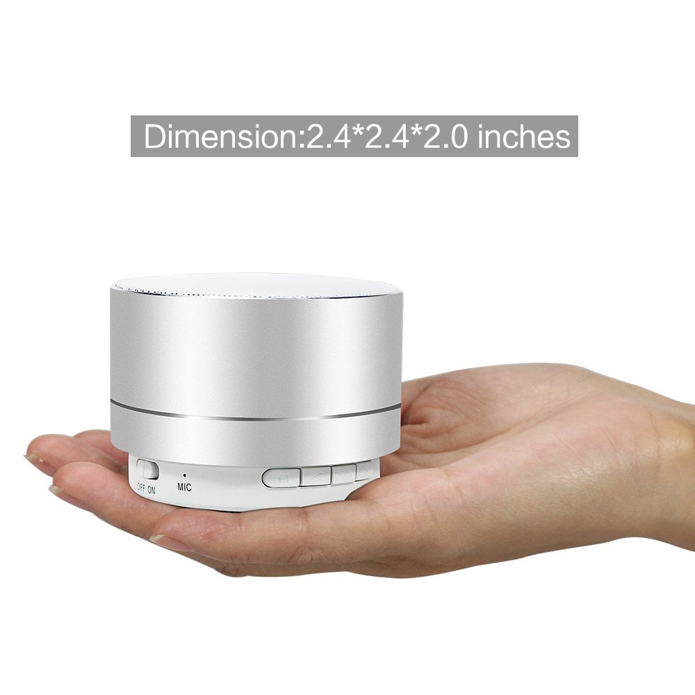Namotu Mini Wireless Speaker, Portable Bluetooth Speaker with HD Sound, 4H Play-time, Built-in Mic, TF Card Slot, FM and LED Lights for Home, Travel Sliver