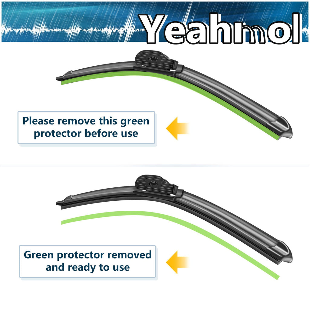 Yeahmol 26"&16" Fit For Honda CR-V 2015 Windshield Wiper Blades, Premium Replacement For Car Front Window Wiper Blades (Set of 2, 26 Inch & 16 Inch J U HOOK)
