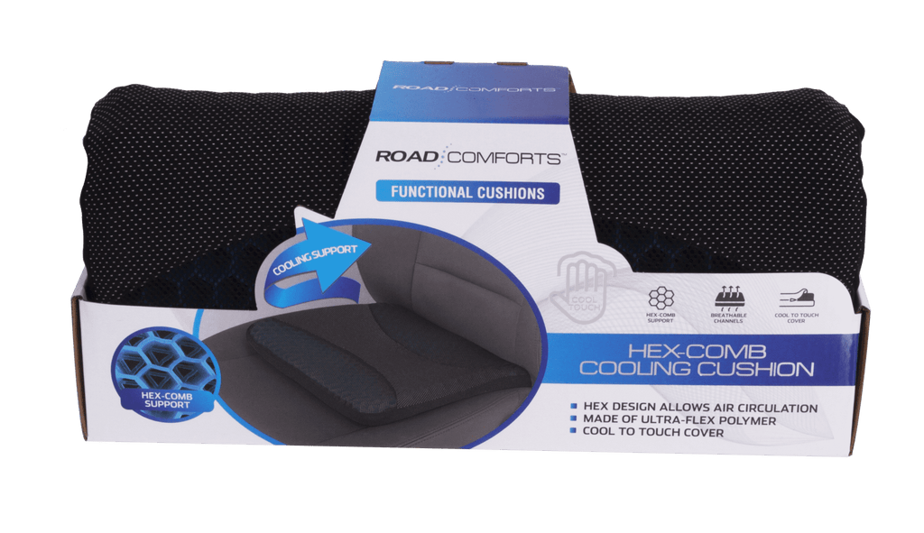 Auto Drive Car Seat Cushion Hex Gel Black and Blue Universal Fit, 19CU22, 1 Piece
