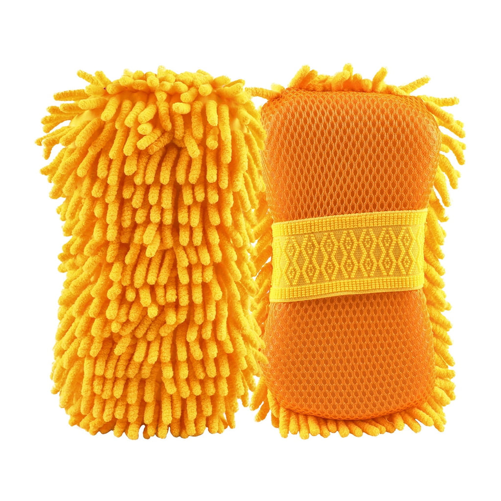 AUTOOL Car Wash Chenille Microfiber, Firwood Scratch Free Car Wash Sponge Highly Absorbent with Handle Strap