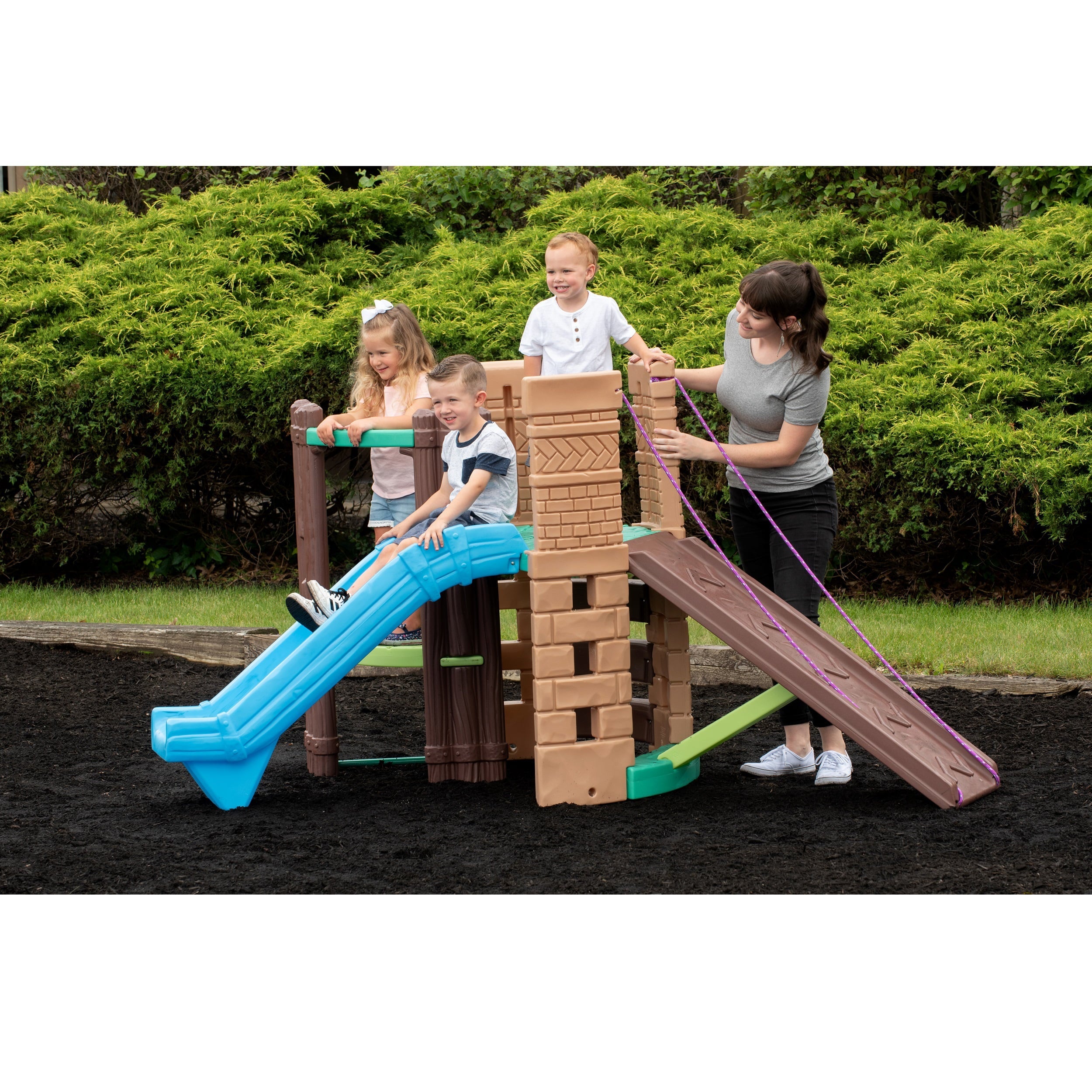 Little Tikes 2-in-1 Castle Playground Climber and Slide with Ladder and Plank, Fits Up to 3 Kids, Indoor and Outdoor Backyard Playground Set, Multicolor- For Toddlers Boys Girls Ages 3 4 5+