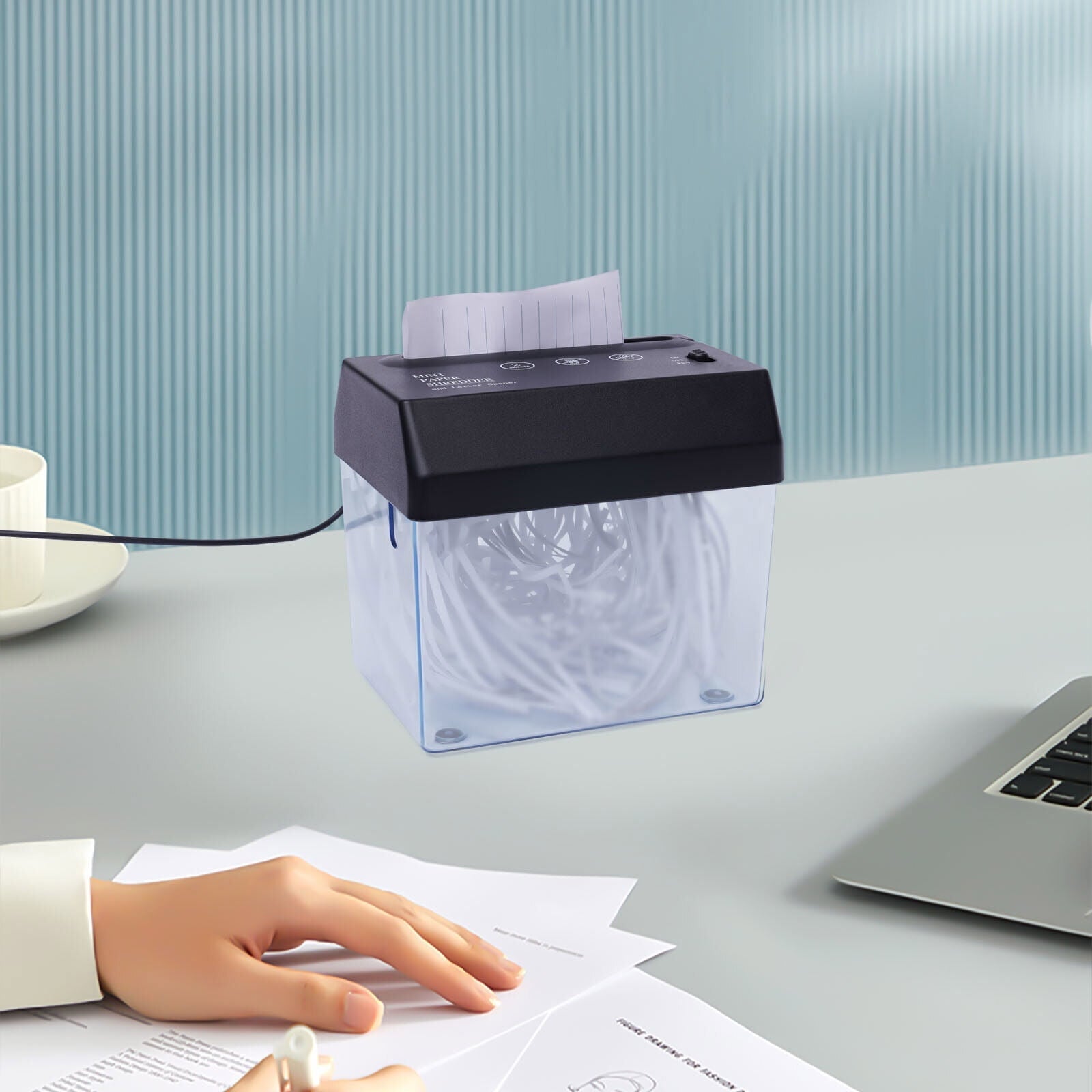 DENEST Portable Electric Paper Shredder Desktop Small Tool USB Strip Cutting Machine