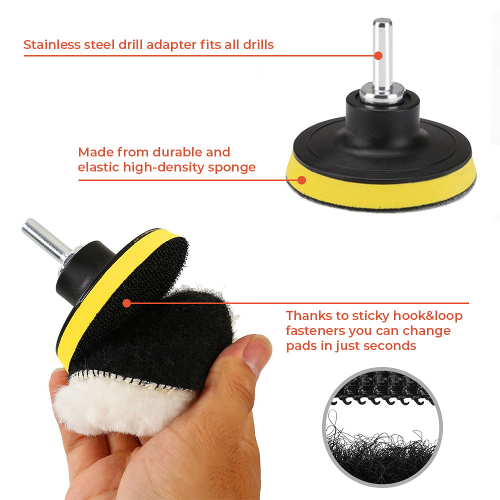 Canopus Buffing Pads 22 PCS, 3 Inch Polishing Pad Kit, Polishing Wheel for Drill, Car Buffer Drill Attachment for Sanding, Polishing, Waxing and Sealing Glaze