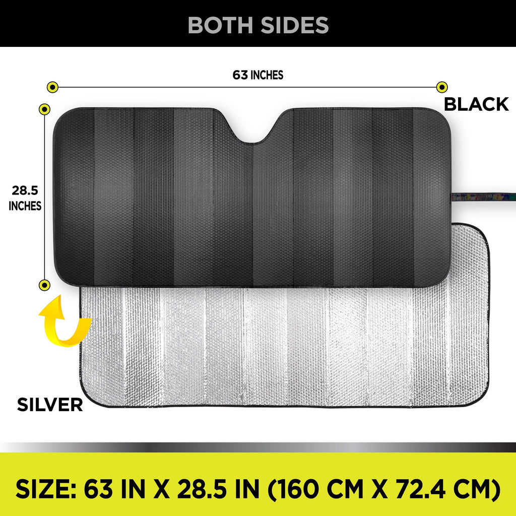 Auto Drive Windshield Black Accordion Sunshade for Models Sedan SUV Hatchback Liftback 1 Count, 63"x 28.5"