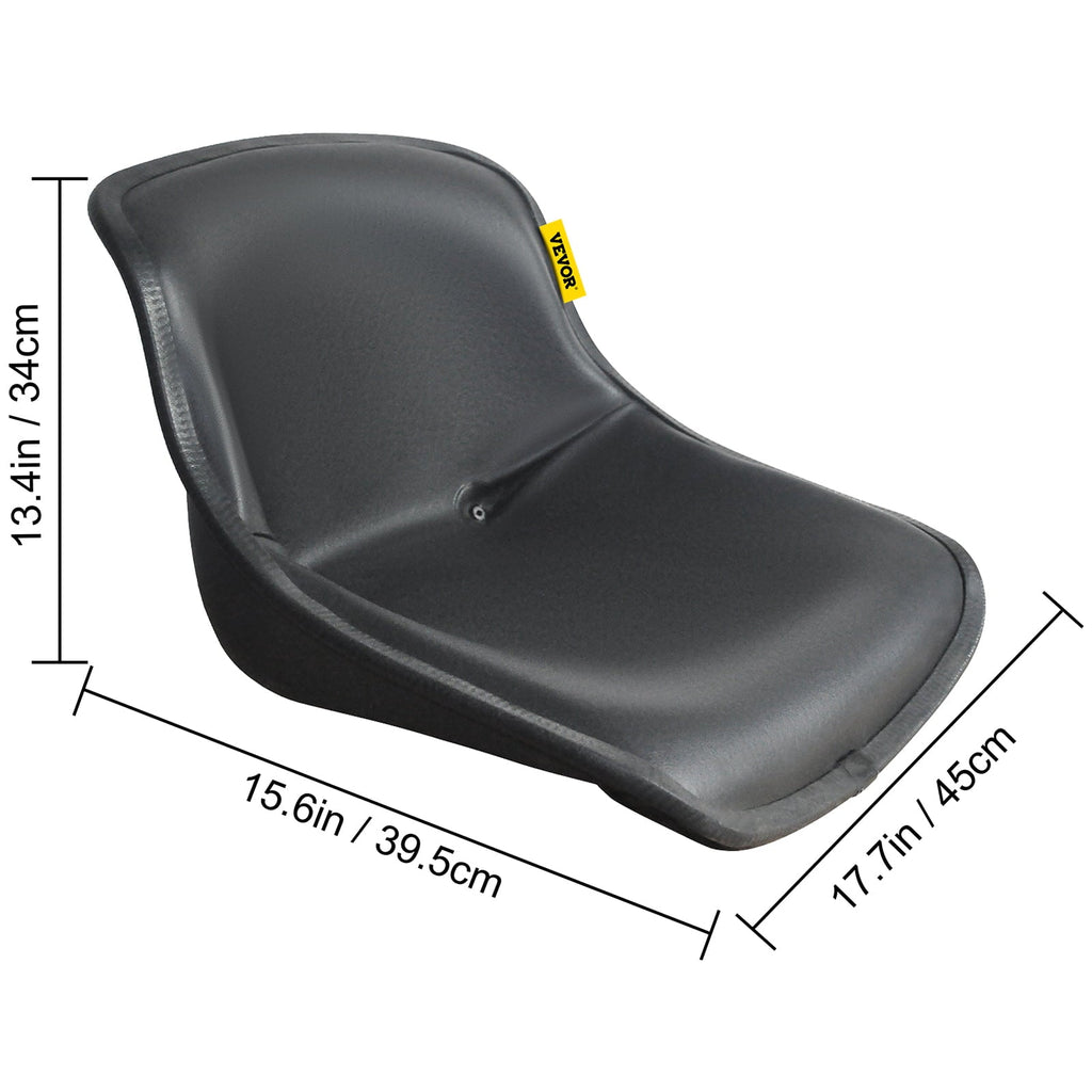VEVOR Universal Tractor Seat, Compact High Back, Black PVC Lawn and Garden Mower Seat Replacement, Two Drain Holes Steel Frame Forklift Seat, Compatible with Forklift, Excavator, Mower