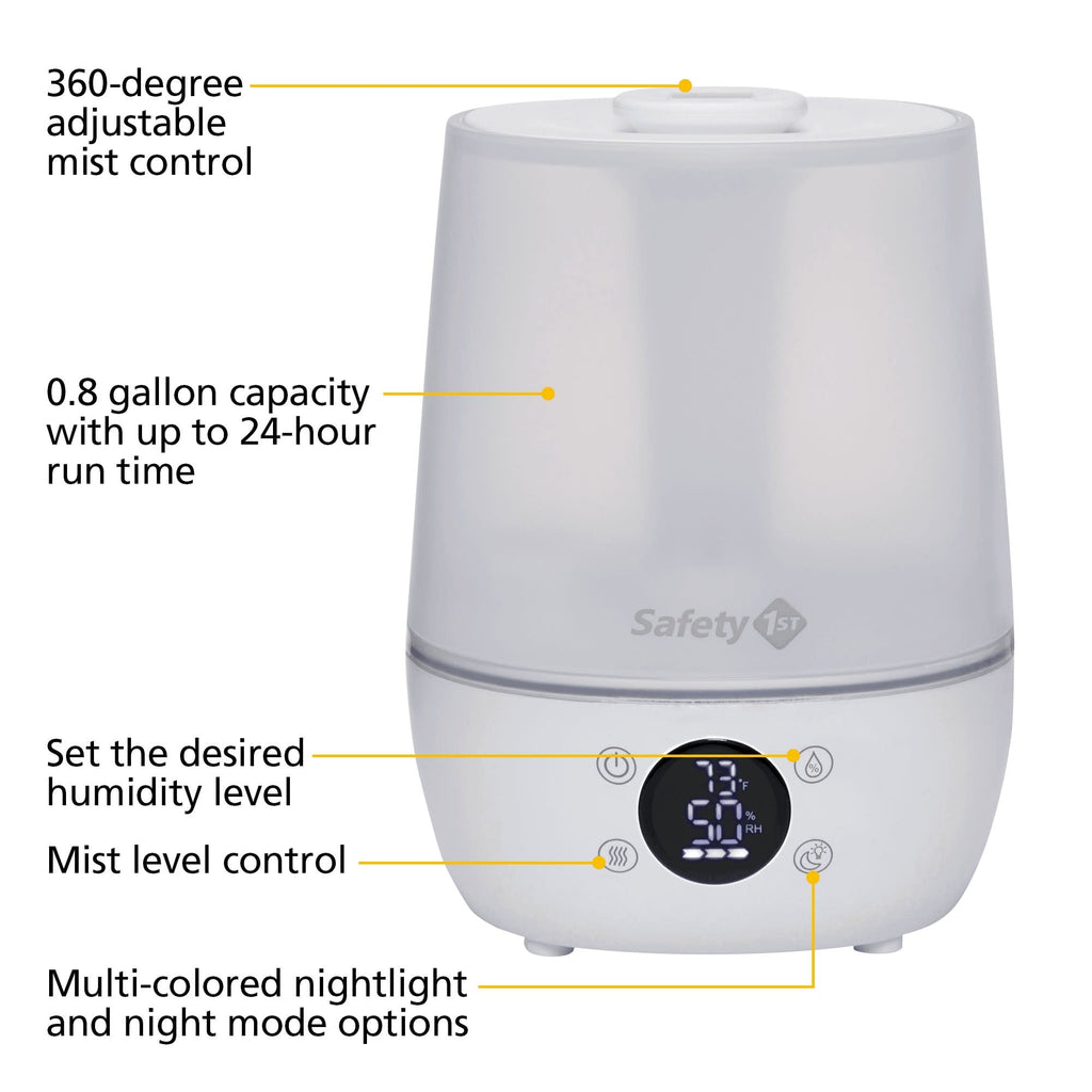 Safety 1st Humid Control Filter Free Cool Mist Humidifier, White