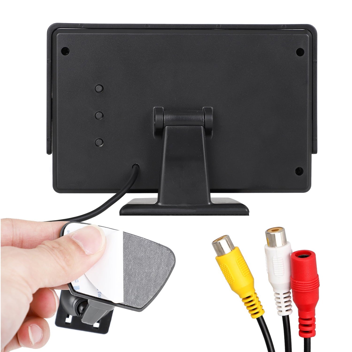 Backup Camera Monitor for Car, Universal License Plate Waterproof 1080P HD Night Vision Cam with 7 IR LED Lights & Display, 5 Inch