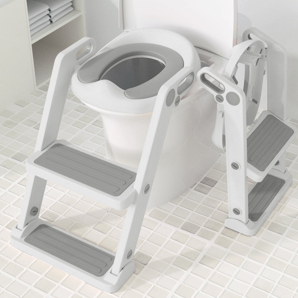 XJD Potty Training Seat for Toddler Toilet with Step Ladder for Kids Boys Girls Potty Training Toilet Adjustable Comfortable PU Safe Potty Seat with Anti-Slip Pads