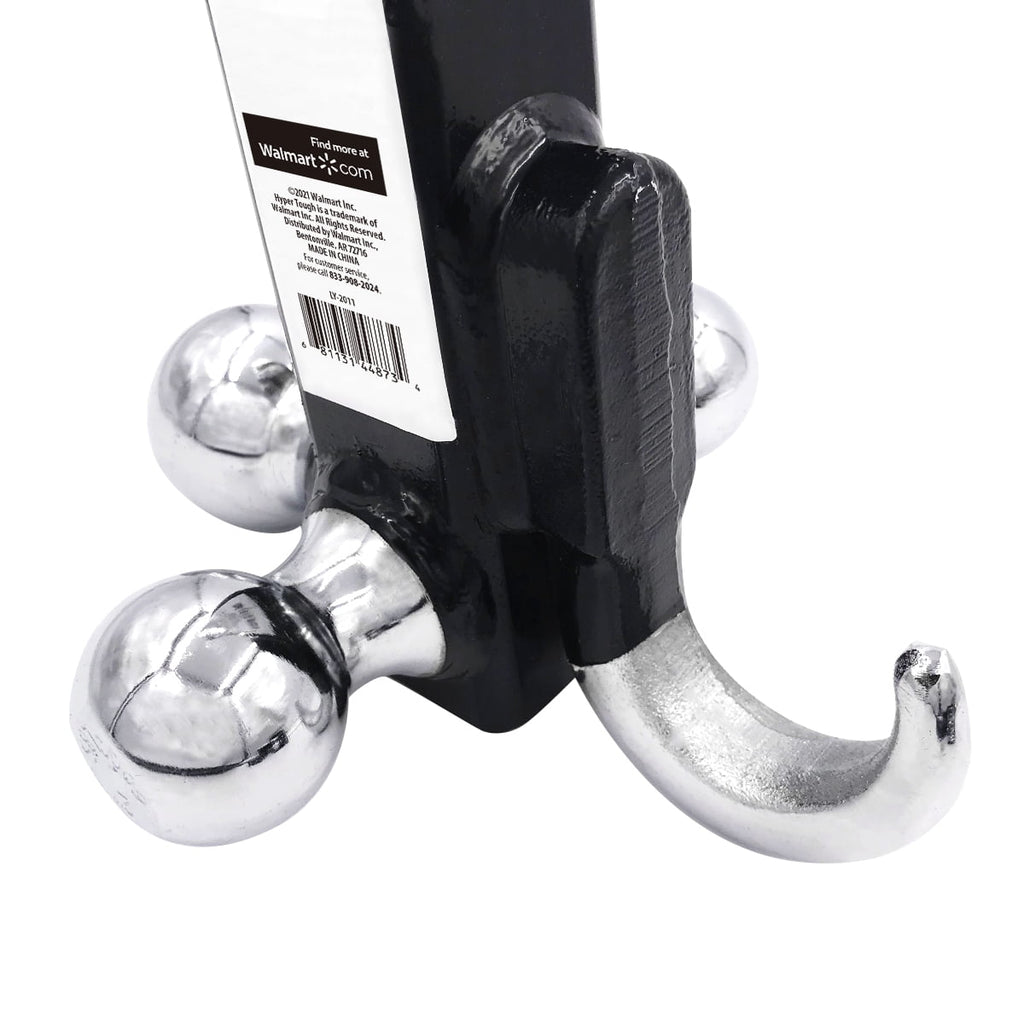 Hyper Tough Automotive Tri-Ball Mount with Hook, for Class V, 1-7/8", 2" & 2-5/16" Hitch Ball, Black