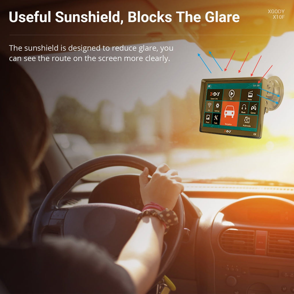XGODY Car GPS Navigation 9 inch Truck GPS Navigator for Car Sat Nav with Real Voice Spoken Alarm, Lifetime Free Map Update, 8GB 256M