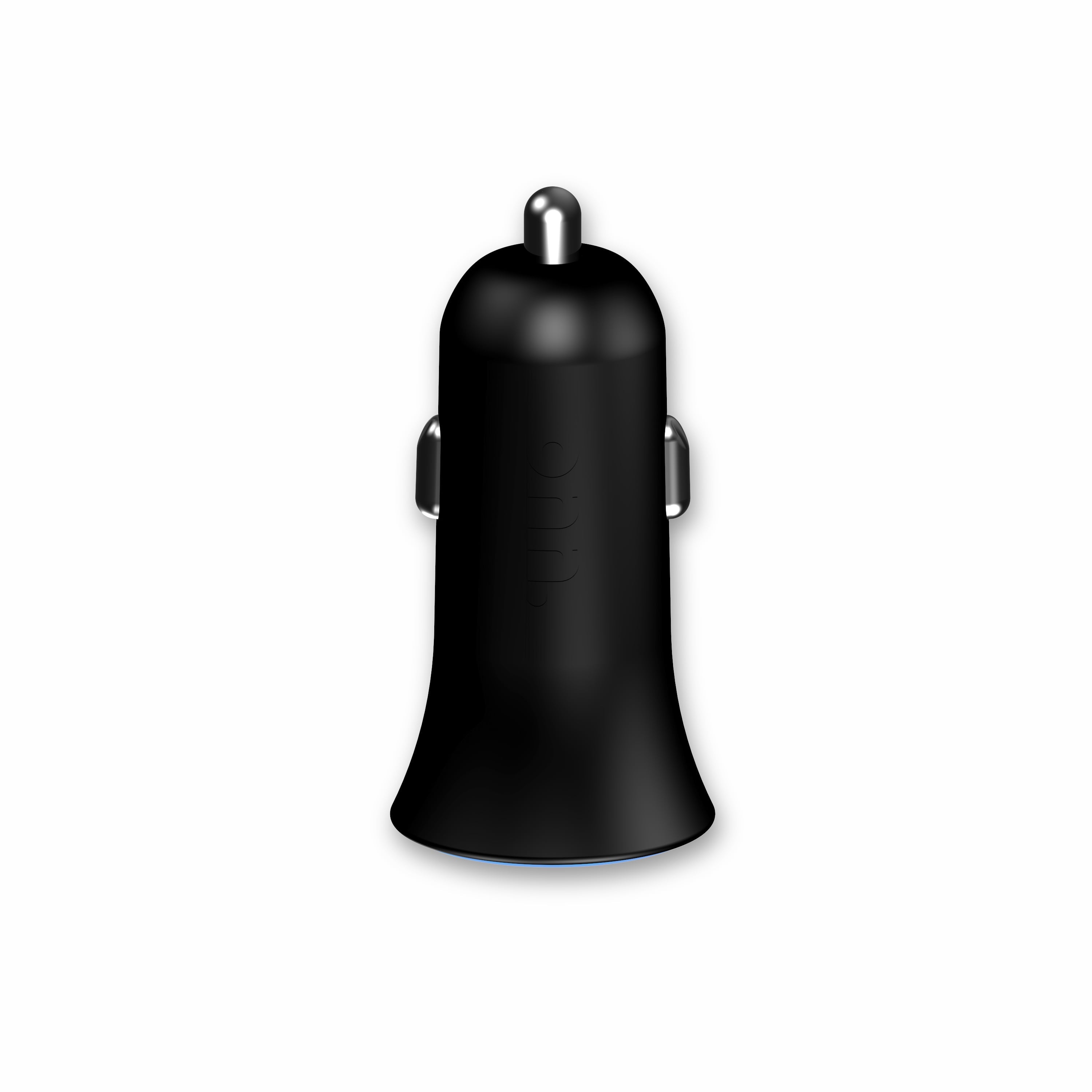 onn. Dual-Port Car Charger, Black,LED power indicator, cell phone charger, charge an additional device at the same time,universal device. Friendly plug into car’s DC adapter.