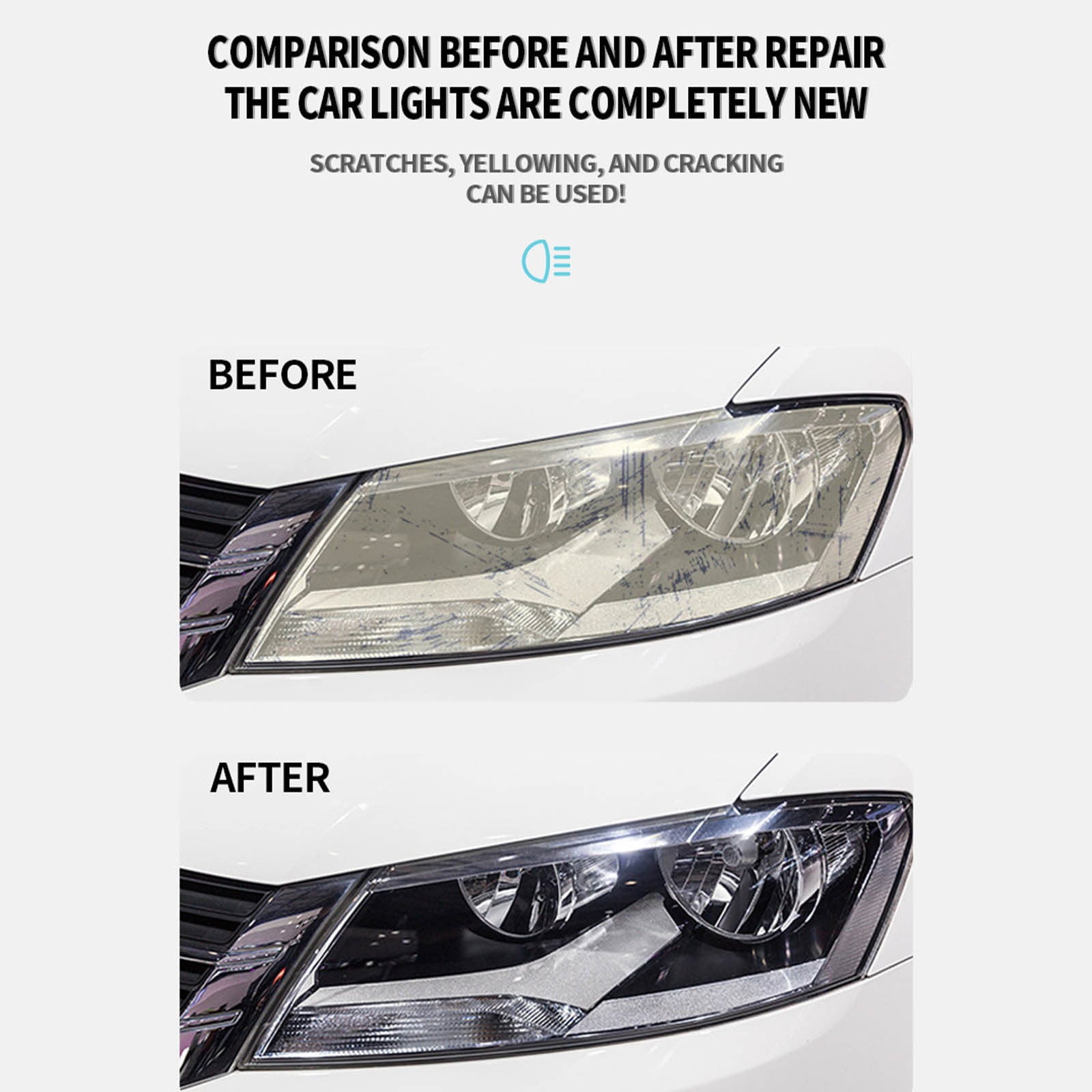 Kokovifyves Cleaning Supplies Car Headlight Restoration Spray, Headlight Restorer Liquid Spray, Headlamp Brightener Car Care Repair Kit, Uvresistant & Effective Headlight Coating Spray 120Ml