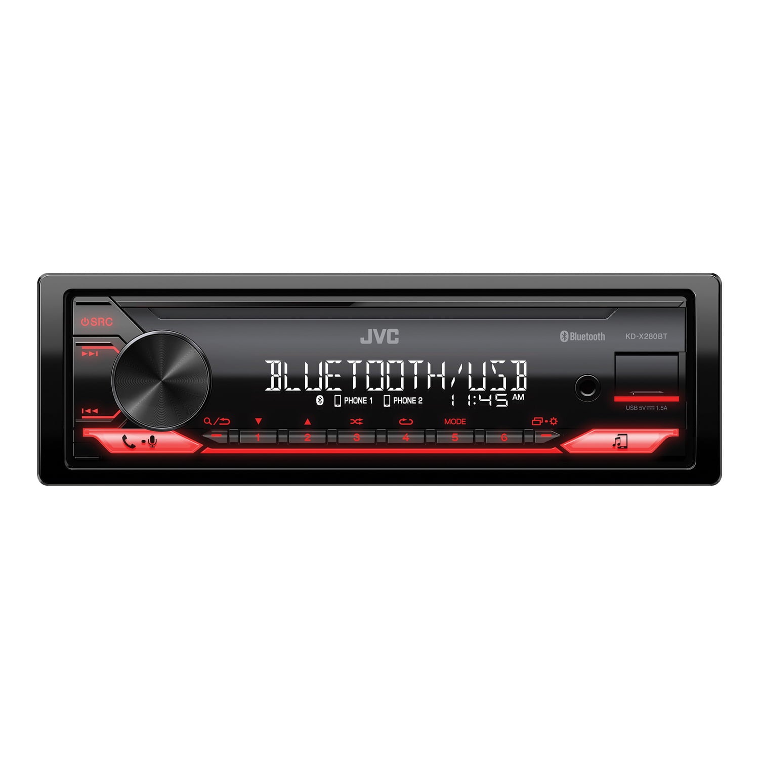 JVC KD-X280BT KD-X280BT Car In-Dash Unit, Single-DIN Digital Media Receiver with Bluetooth