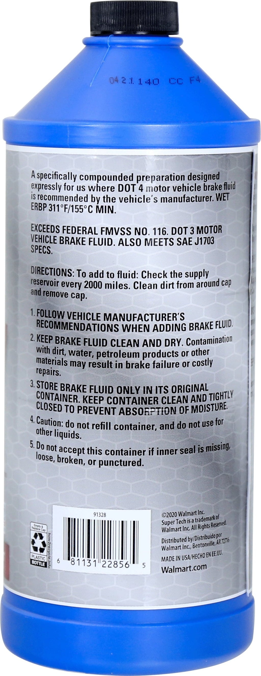 Super Tech Dot 4 Brake Fluid for Use in Disc, Drum, and ABS Brake Systems, 32 oz.