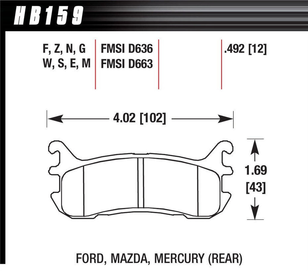 Hawk Performance HB159E.492 Blue 9012 Disc Brake Pad Fits select: 1999-2003 MAZDA MX-5 MIATA, 1997-2003 FORD ESCORT
