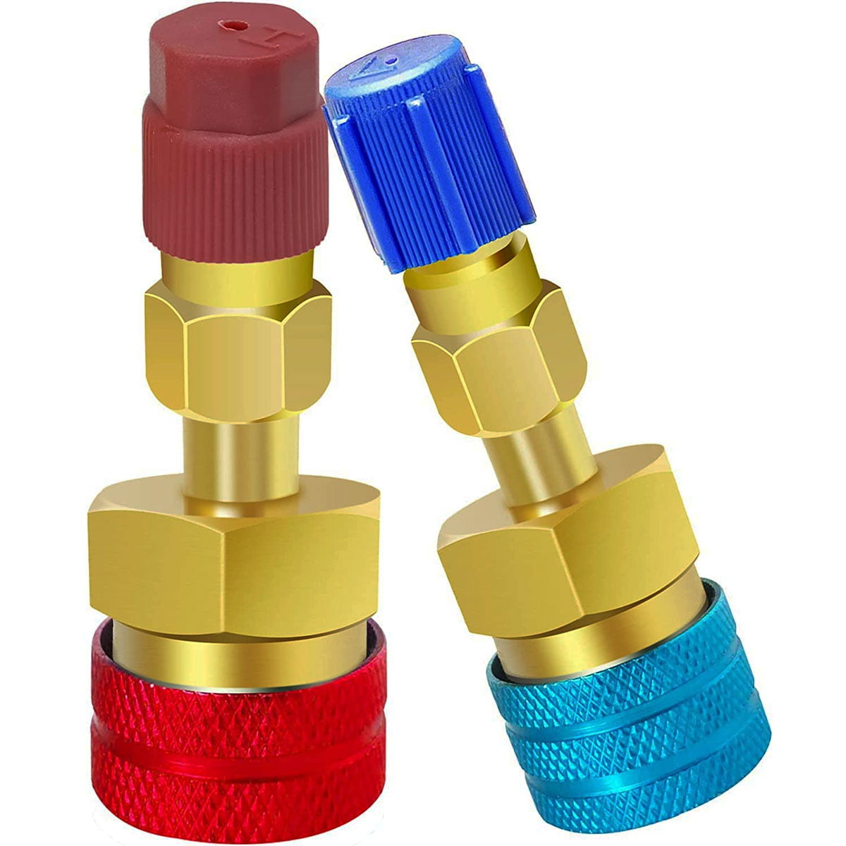 Welpettie 2pcs Quick Couplers Connectors Adapters R1234YF to R134A High and Low Side Quick Coupler R12 to R134A Adapter Fitting Connector for Car Air Conditioning AC Charging