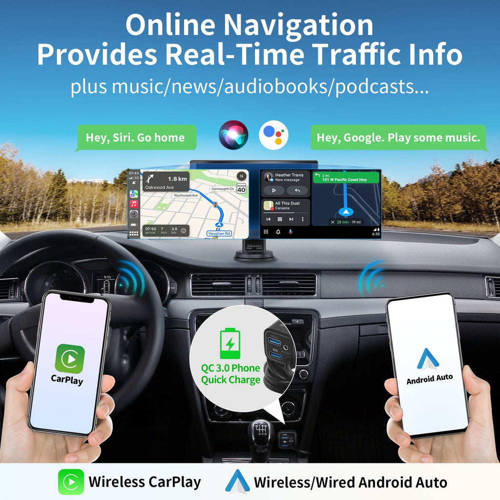 ATOTO 7inch QLED P8 Wireless Apple CarPlay & Wireless Android Auto Bluetooth Portable Car Stereo with Remote Control,Aux/FM Output GPS Navigation