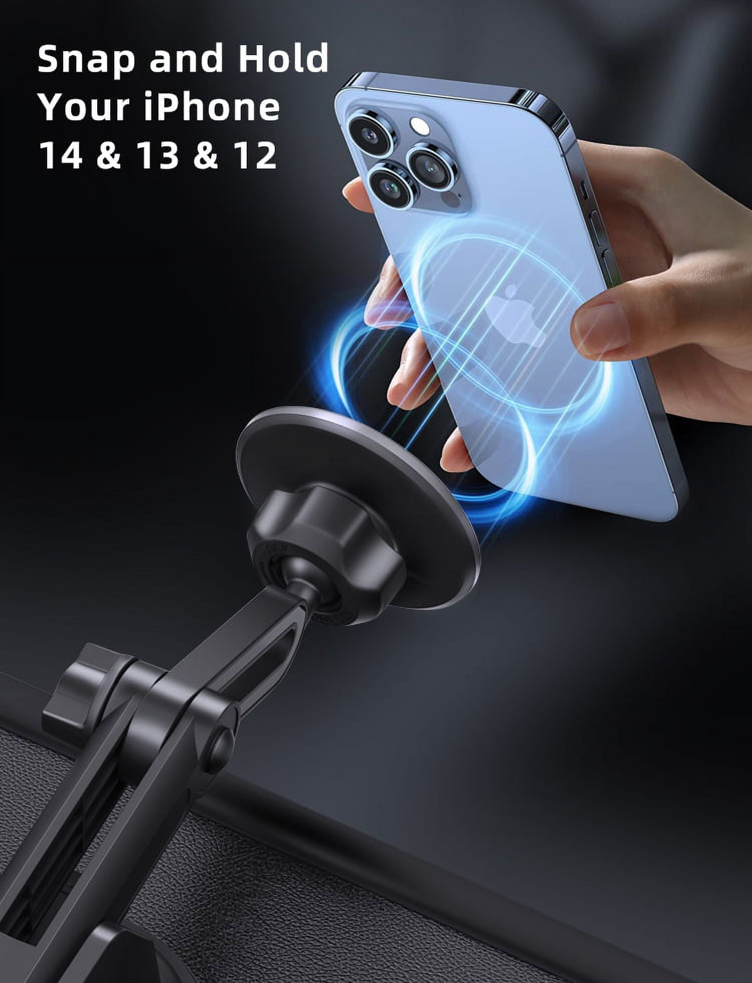 Magnetic Phone Holder Car: ETEPEHI Phone Mount for Car Dashboard - Car Accessories for iPhone 14 13 12 Pro Max Plus Mini, Black