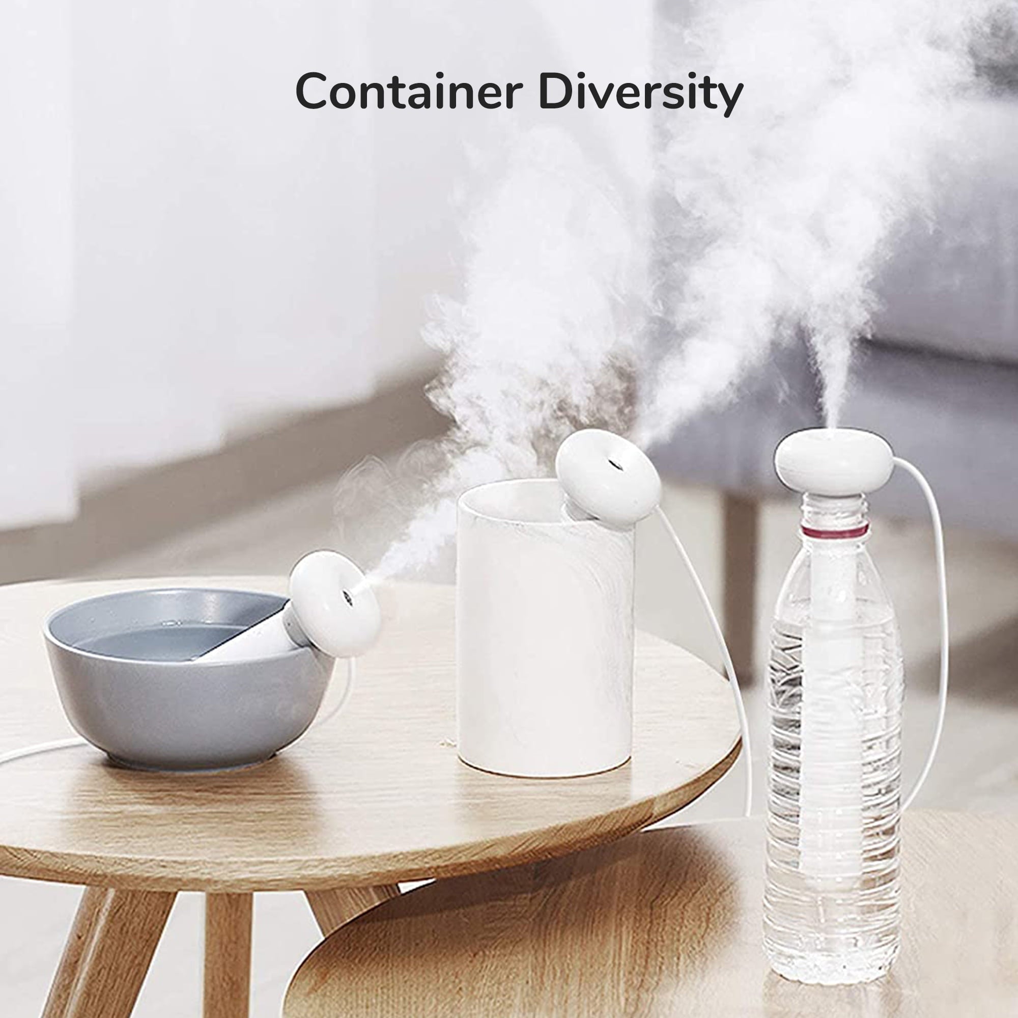 JISULIFE Mini Portable Humidifier, Small USB Personal Humidifiers with Ultra Quiet, Container Diversity, Auto Shut off, Tiny Travel Easy Use Humidifier for Plants, Car, Office, Hotel - White