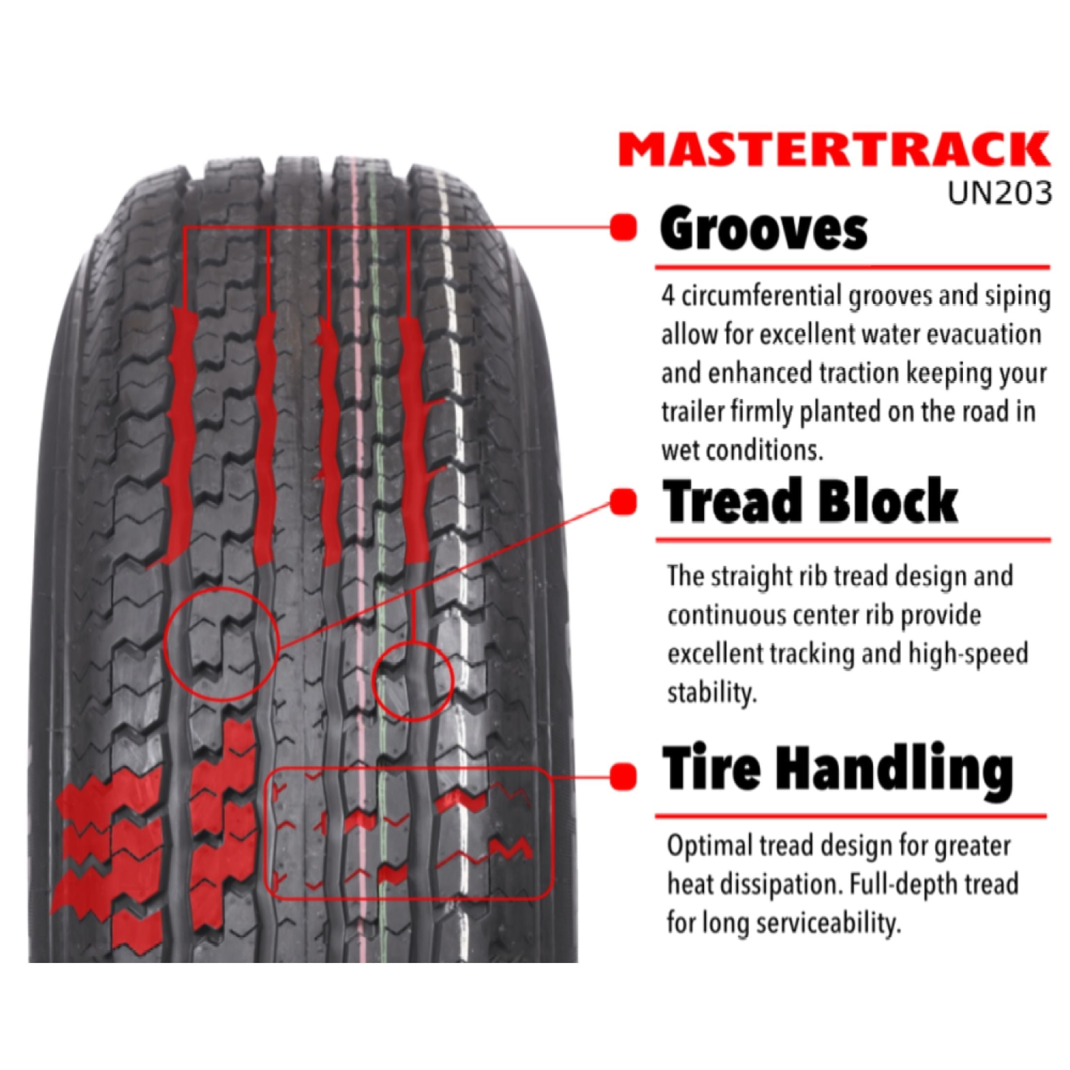 Mastertrack UN203 ST235/85R16 12 Ply 128M Load Range F Radial Trailer Tire- ST 235/85/16 235/85R16 (Tire Only)