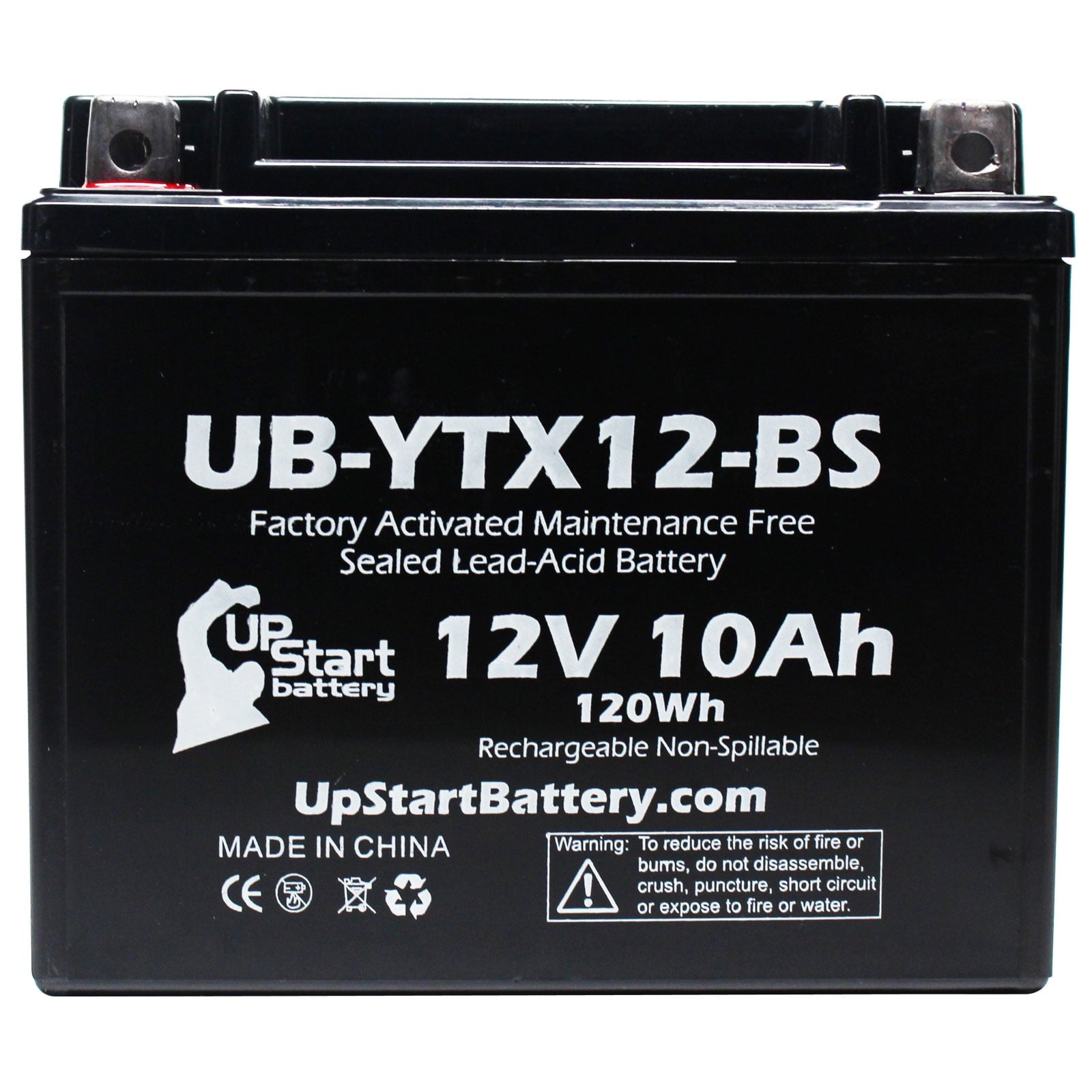 UpStart Battery Replacement 2003 Suzuki GSF1200S Bandit 1200 CC Factory Activated, Maintenance Free, Motorcycle Battery - 12V, 10Ah, UB-YTX12-BS