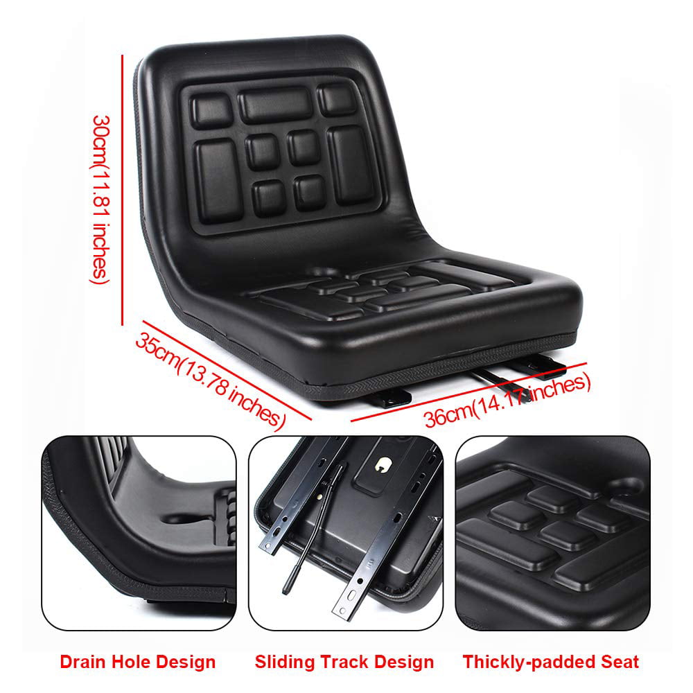 TFCFL Tractor Seat,Universal Seat with Sliding Track and Drain,for Tractors and Forklifts(Black,pu leather)