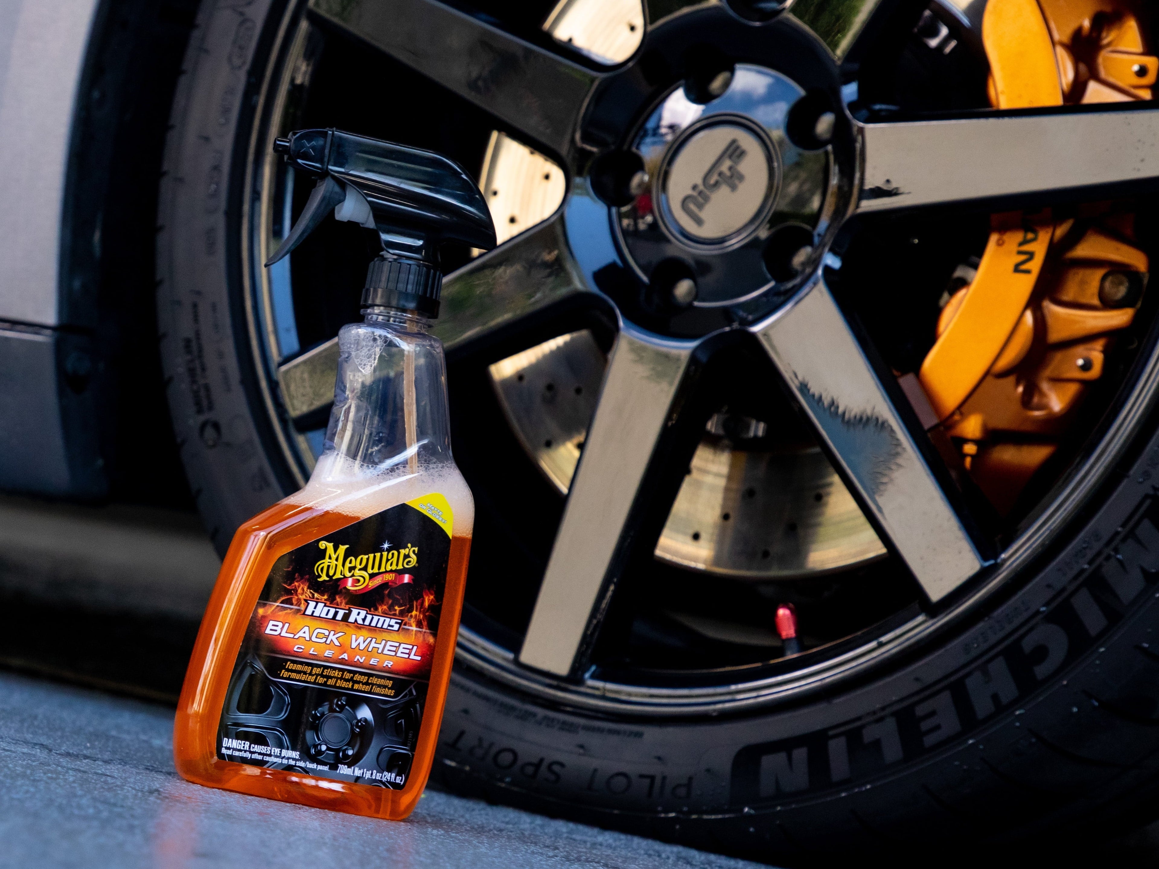 Meguiar's Hot Rims Black Wheel Cleaner, Best Cleaner for Matte Black Wheels, G230524, 24 oz