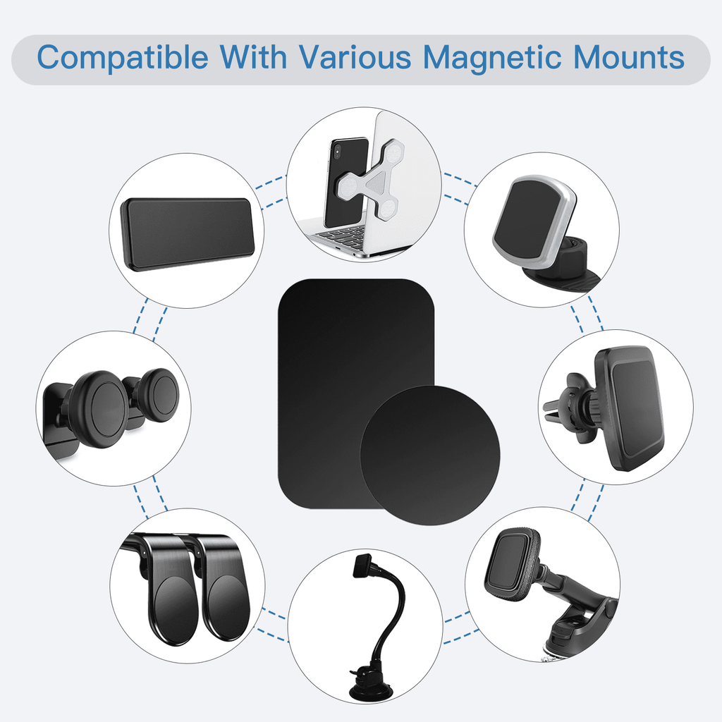 OWLKELA 10 Pack Mount Metal Plate, Phone Magnet Car Mount Holder with Adhesive, Black, 4R and 6Rd