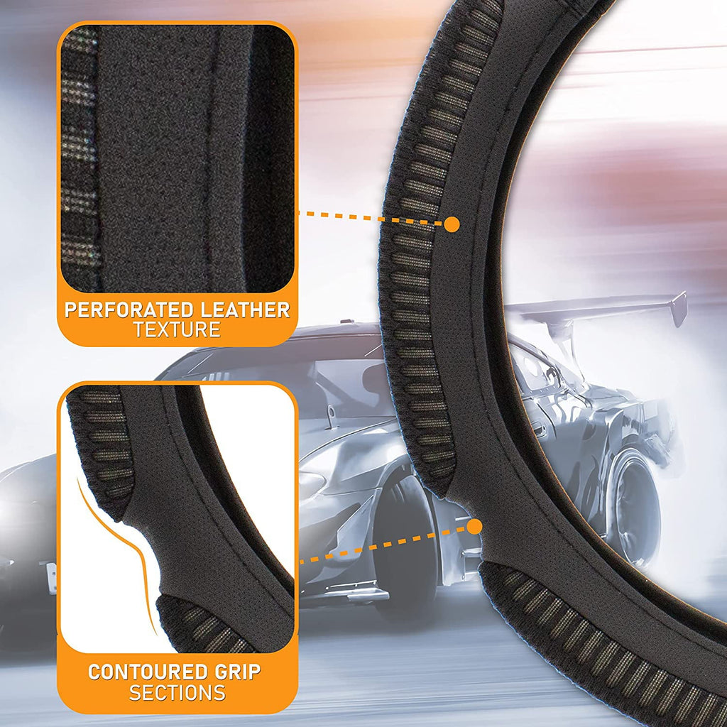 Goodyear, High Race Performance Steering Wheel Cover, Non-Slip, High Grip, Black, GY1499