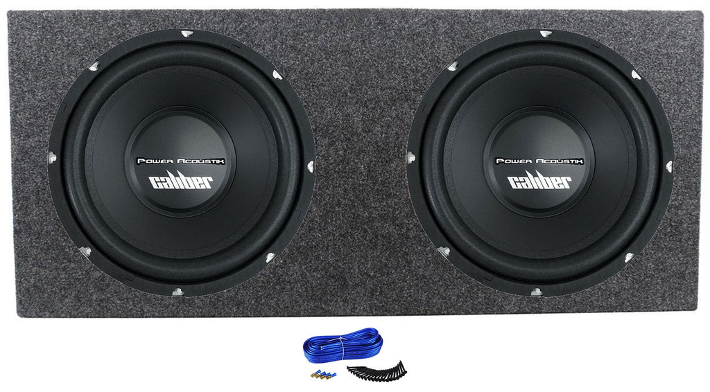(2) Power Acoustik CBW-124 12" 1500 Watt Car Subwoofers+Sealed Sub Box Enclosure