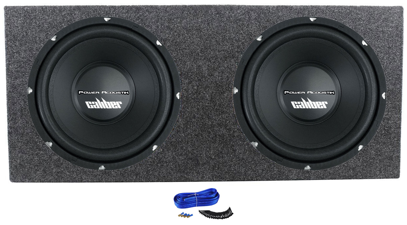 (2) Power Acoustik CBW-124 12" 1500 Watt Car Subwoofers+Sealed Sub Box Enclosure
