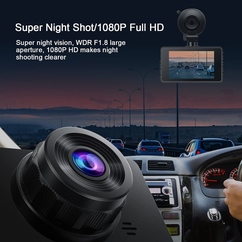 SEREE Dash Cam for Cars 1080P FHD Dash Camera 3 Inch Driving Recorder Dashboard Camera with 170 Degree Wide Angle Super Night Vision WDR Loop Recording with 16 GB Card