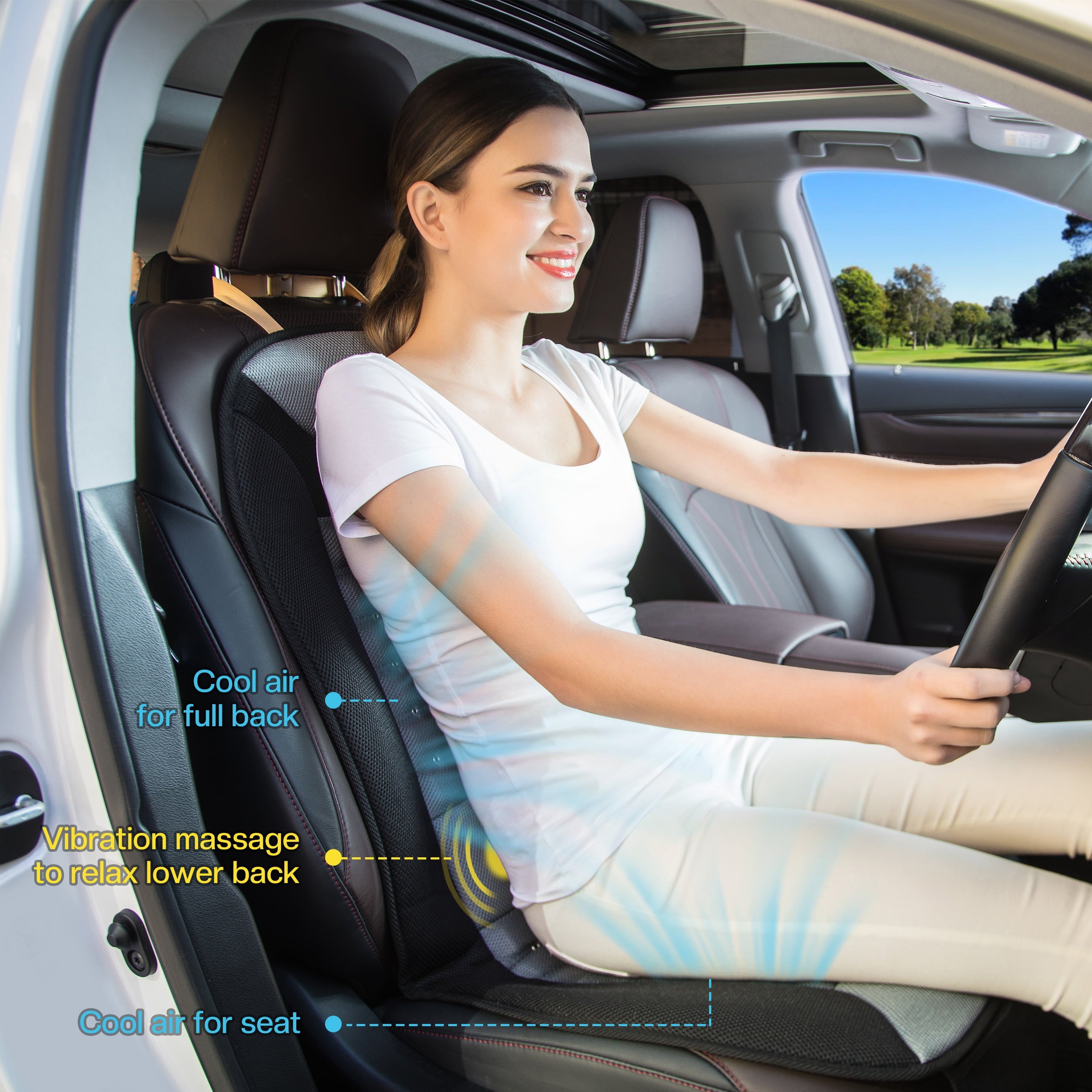 Comfier Cooling Vibration Massage Car Seat Cushion,  Car Seat Cushion without Heat Element, Car Seat Cooler with Back Massage