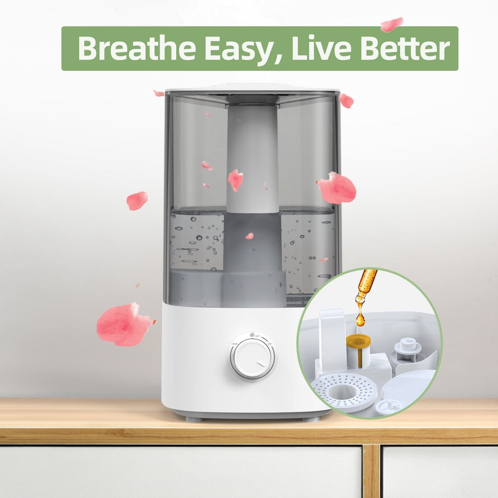 ALROCKET 4L Humidifiers for Bedroom, Cool Mist Humidfier for Home Large Room,Top fill,430 ft² ,White