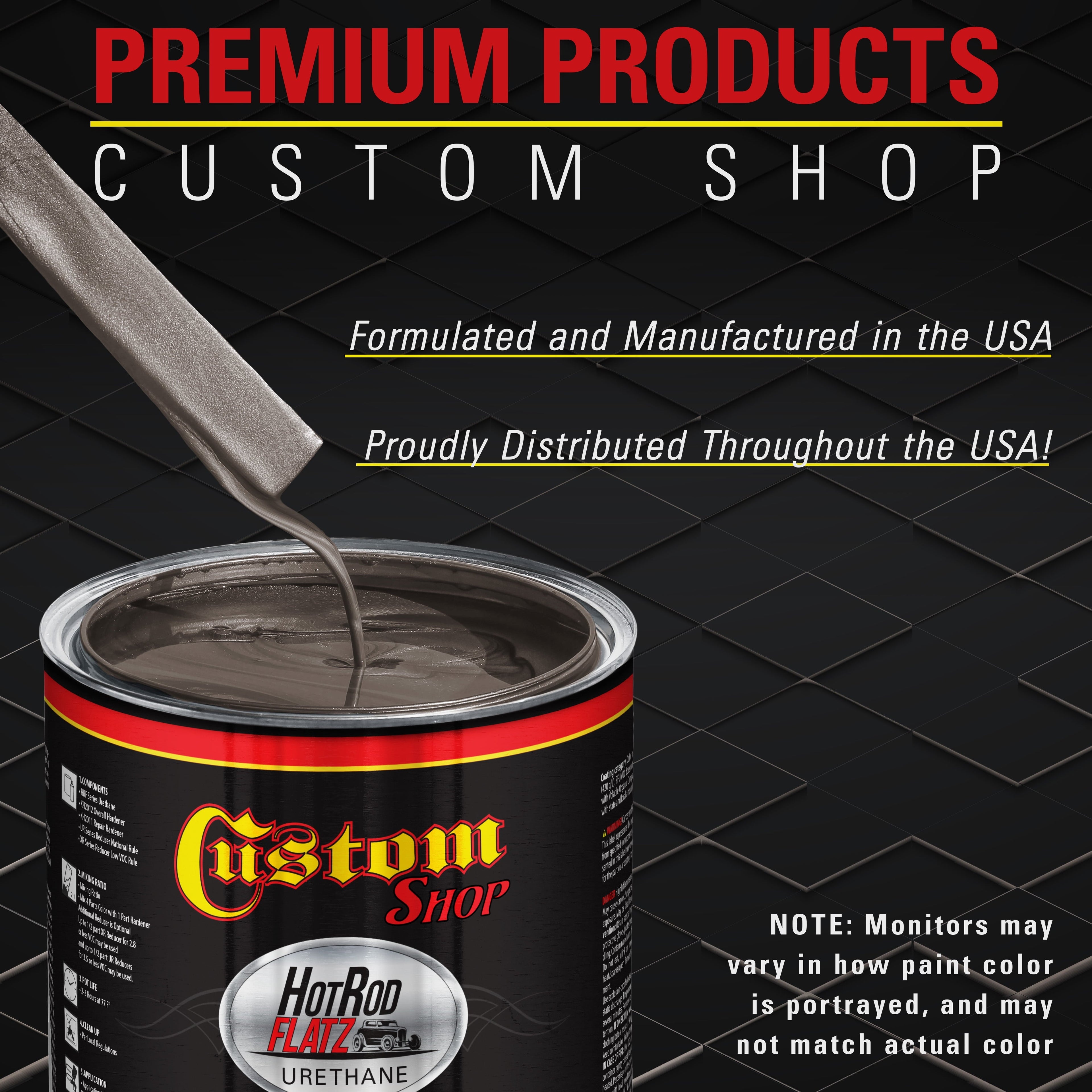 Custom Shop - Graphite Gray Metallic - Hot Rod Flatz Flat Matte Satin Urethane Auto Paint - Complete Quart Paint Kit - Professional Low Sheen Automotive, Car Truck Coating, 4:1 Mix Ratio