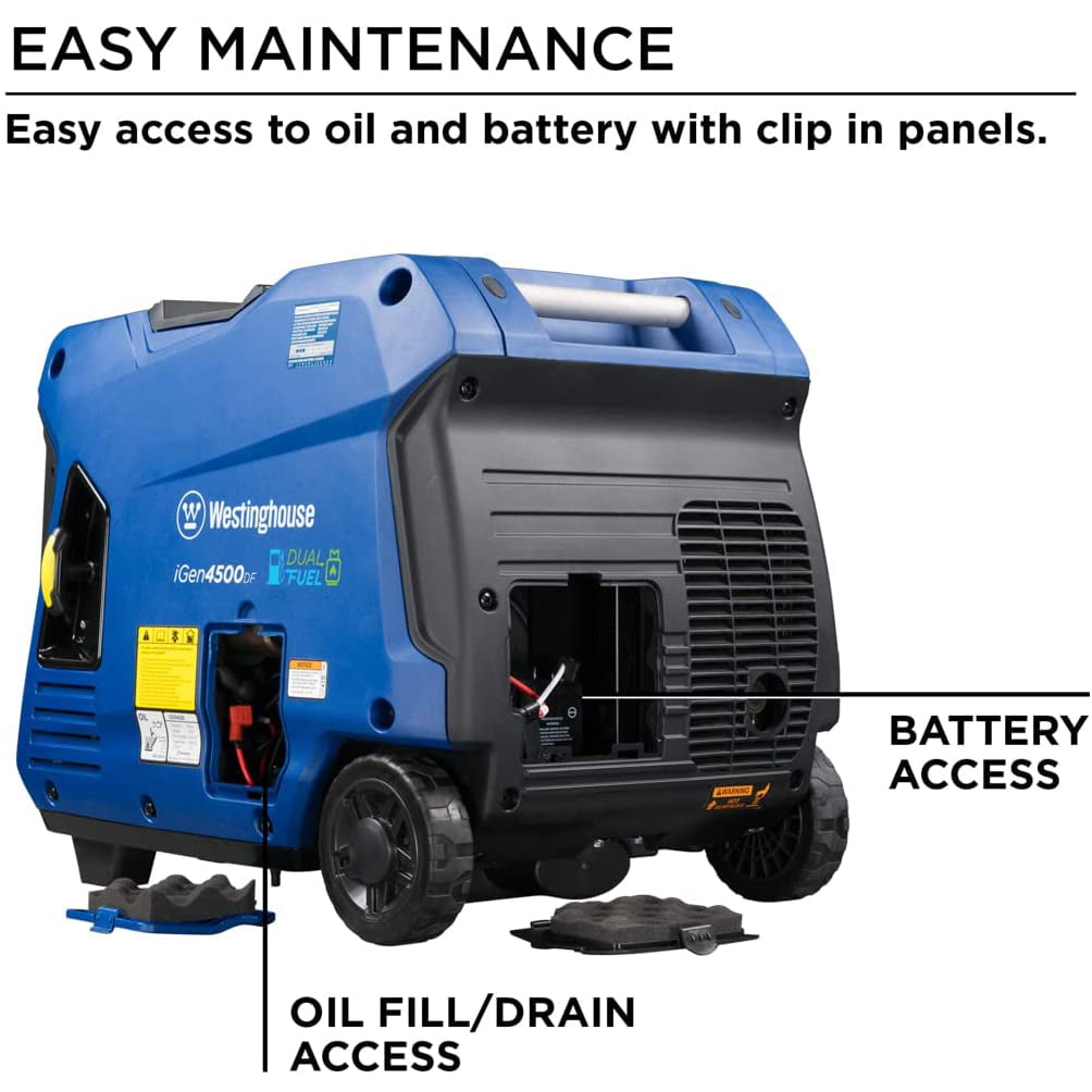 Westinghouse 4500 Peak Watt Electric Start Dual Fuel Portable Inverter Generator with RV Outlet
