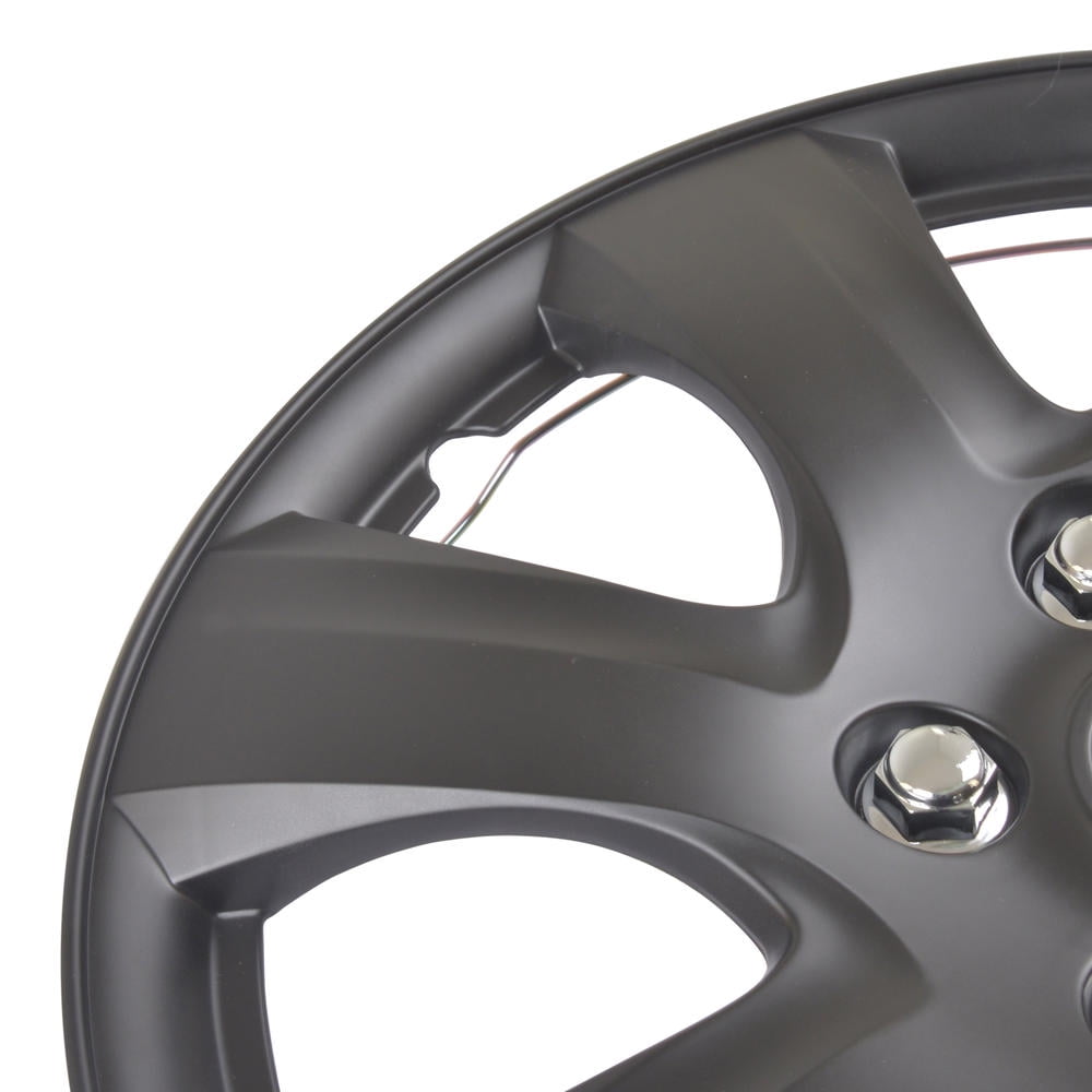 BDK Hubcap Wheel Covers Toyota Camry 2006-2014 Style - 16 Inch Silver Replica Cover, OEM Factory Replacement (4 Pieces) (Matte Black)