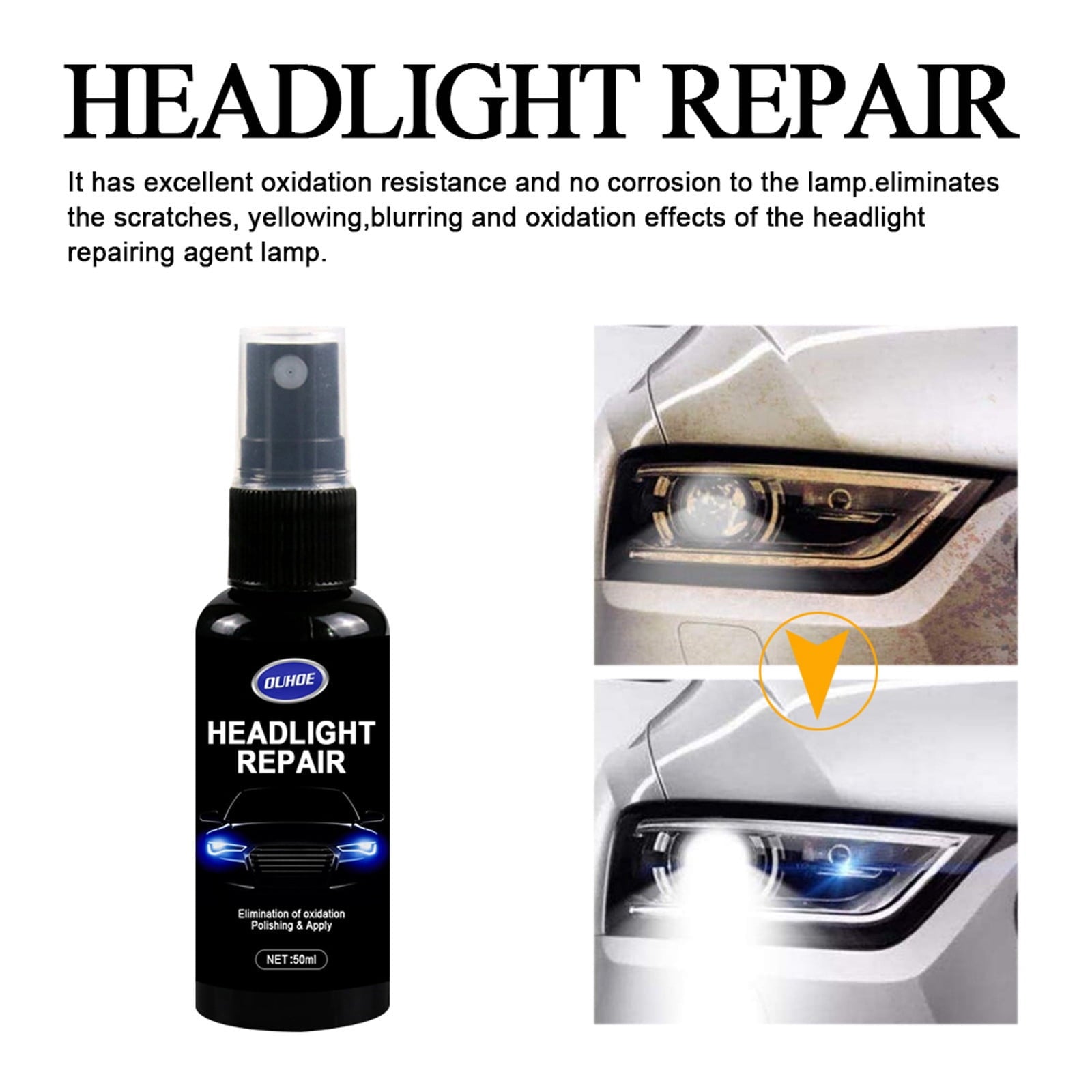 NGTEVOOS Clearance Headlight Renewals Polish Car Repair Kit Headlight Repair Liquid Cleaning 20ML As Shown Free Size