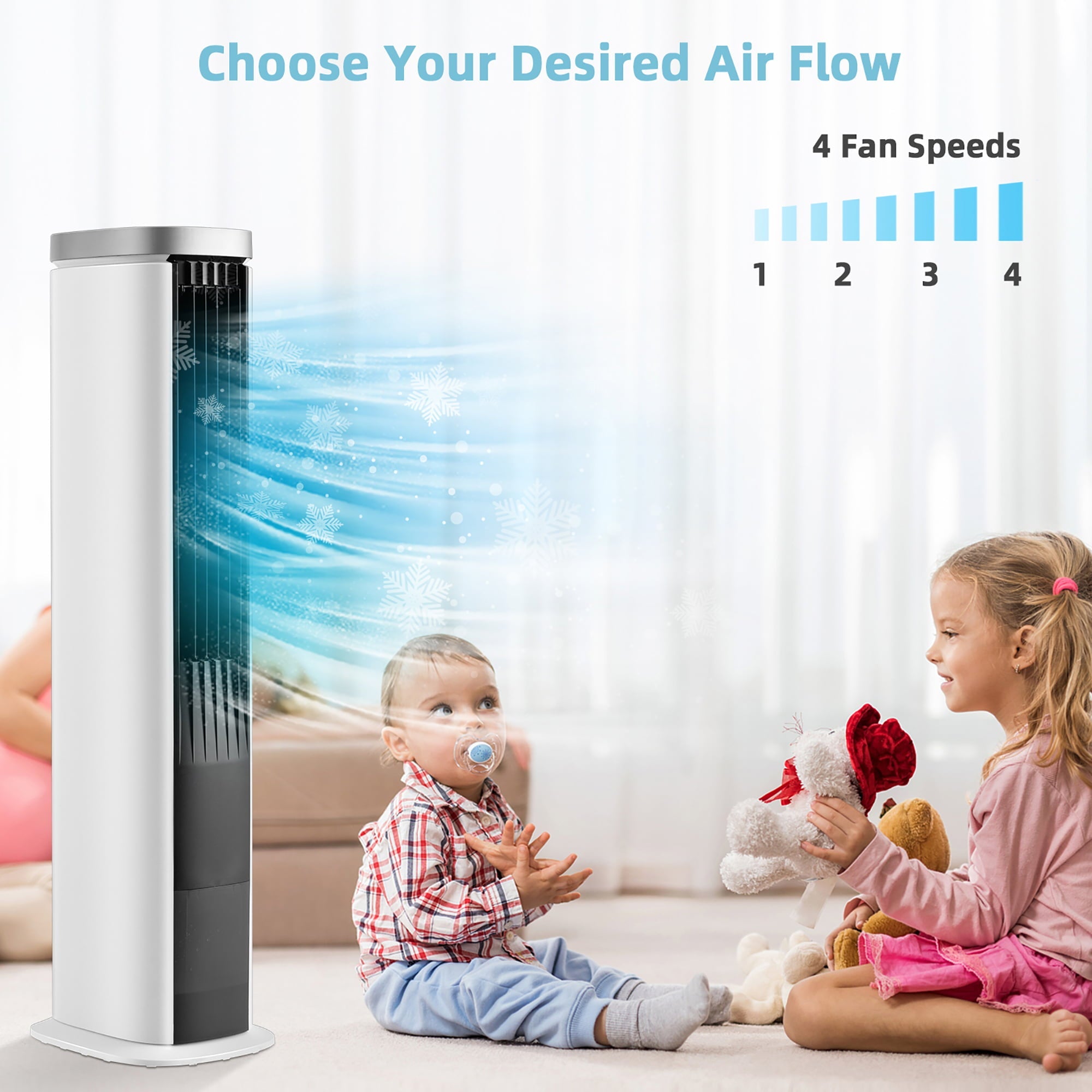 Costway 3-In-1 Portable Evaporative Air Cooler 40'' Bladeless Cooling Tower Fan w/Timer White